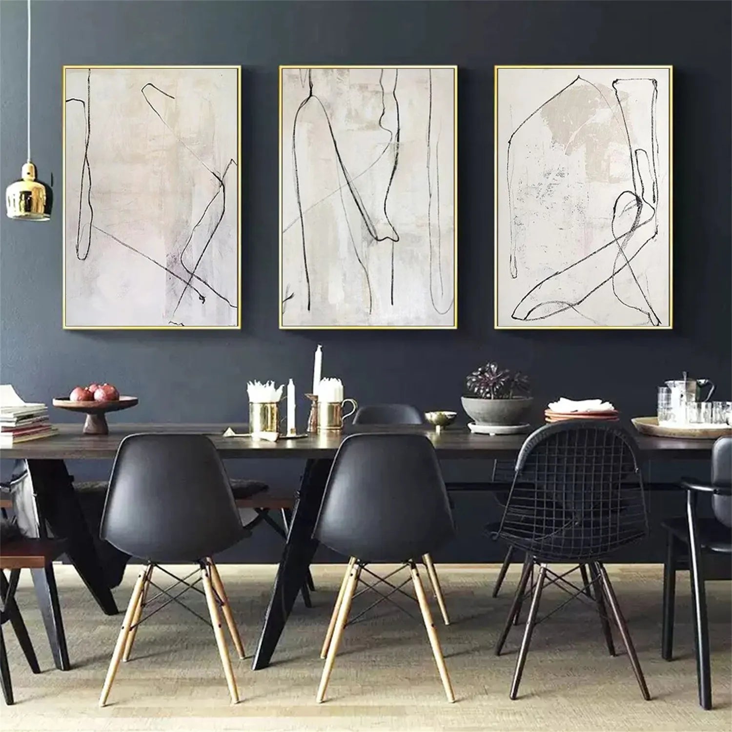 Abstract Painting Set of 3 - Modern Wall Art Canvas Prints for Living Room, Bedroom & Office Decor #AB210 | Perfect for Home Styling and Gift Giving