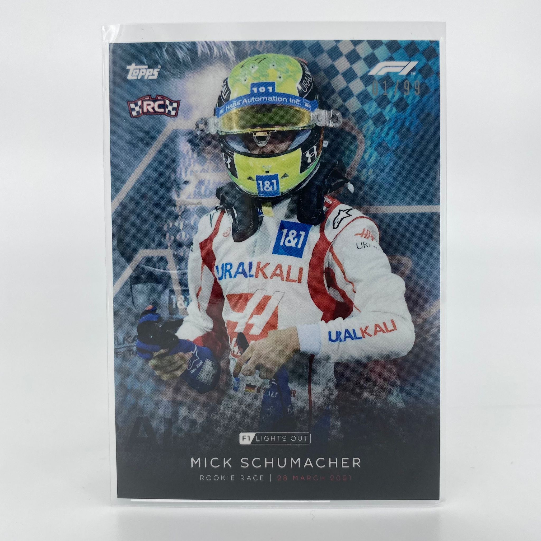 99 Mick Schumacher Rookie Race Blue Parallel Trading Card - Perfect for F1 Collectors, Sports Memorabilia Enthusiasts & Racing Fans Display