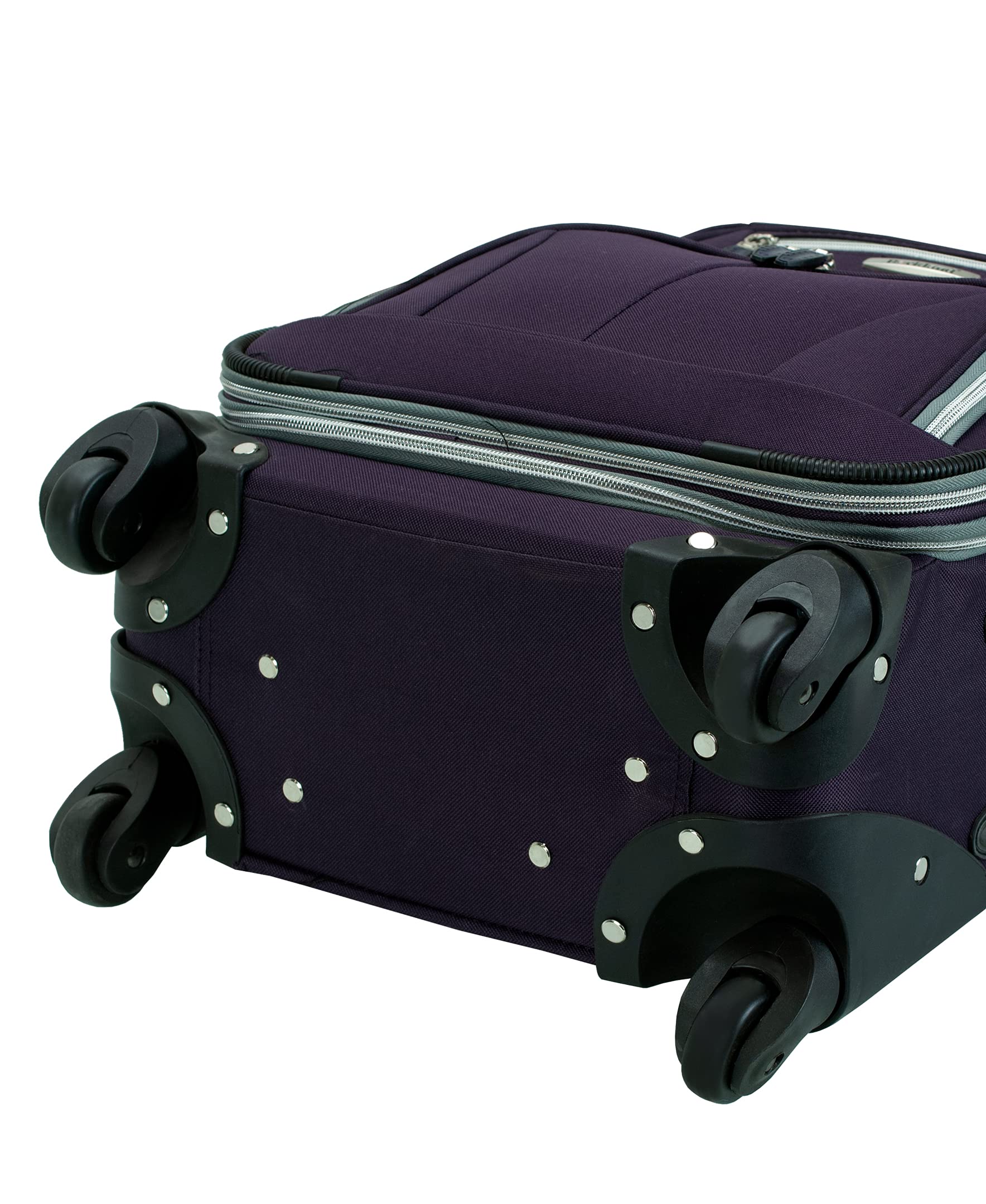 Rockland Pasadena 20-Inch Carry-On Softside Spinner Wheel Luggage - Lightweight Purple Suitcase for Travel, Business Trips & Weekend Getaways