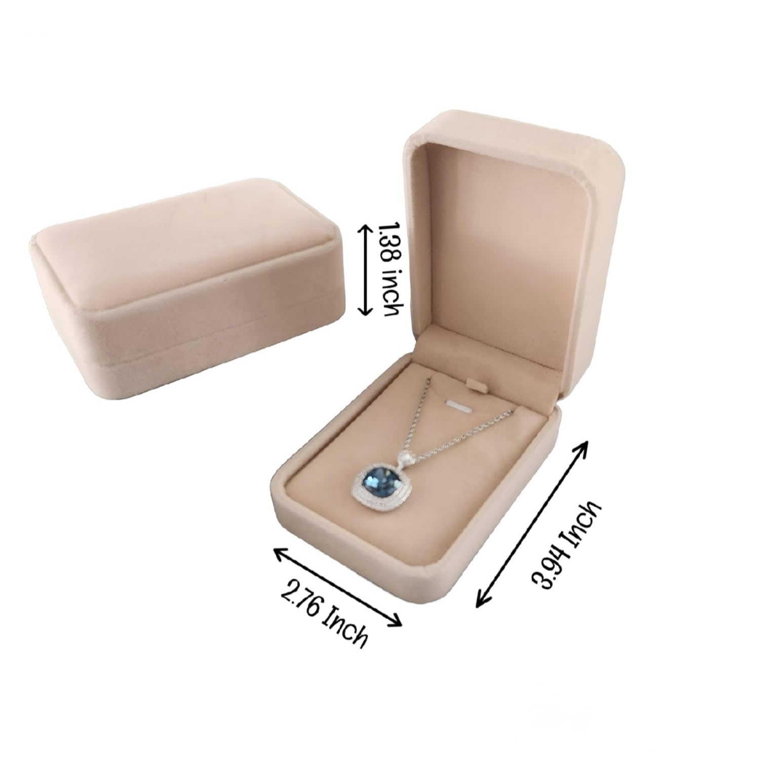Velvet Jewelry Storage Box - Elegant Pendant & Necklace Display Case - Wedding Proposal Engagement Gift Box for Anniversary, Birthday, Valentine's Day & Christmas (Champagne) - Perfect for Jewelry Organization & Romantic Gift Giving