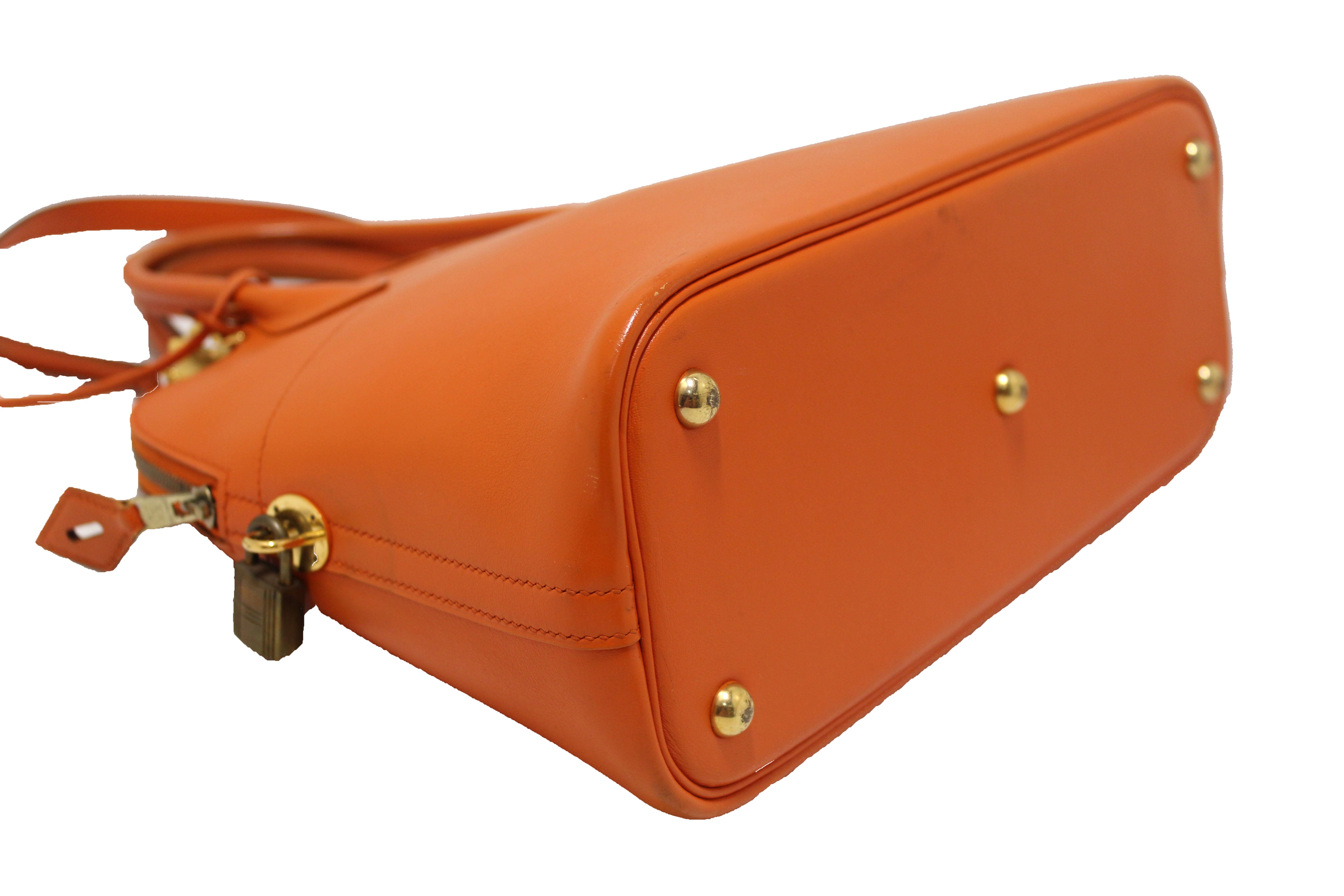 Authentic Hermes Orange Bolide 31 Box Calf Leather Handbag & Shoulder Bag - Luxury Designer Purse for Women, Perfect for Work, Travel & Everyday Use