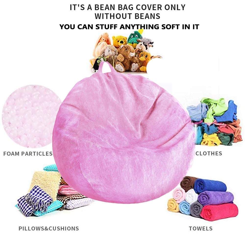 Washable Ultra Soft Corduroy Bean Bag Chair Cover (No Filler) - Stuffed Animal Storage Organizer for Plush Toys, Pet Bed for Dogs & Cats - Perfect for Kids' Rooms, Playrooms & Cozy Home Decor