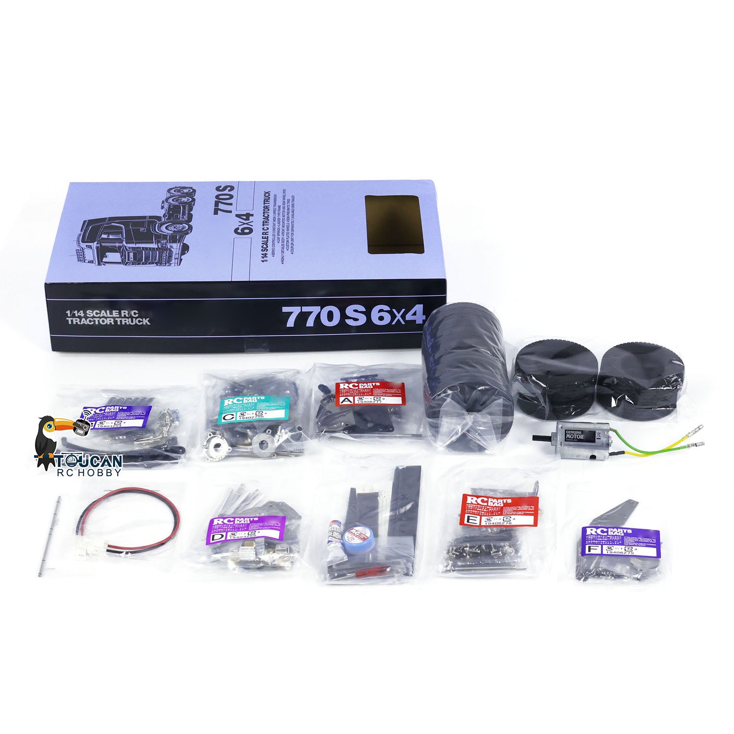 1/14 Scale 6X4 770S 56373 RC Tractor Truck - Silver 3-Speed Remote Control Car DIY Electric Model Kit (532x193x307mm) for Adults & Hobbyists - Off-Road Racing, Construction Play, STEM Learning