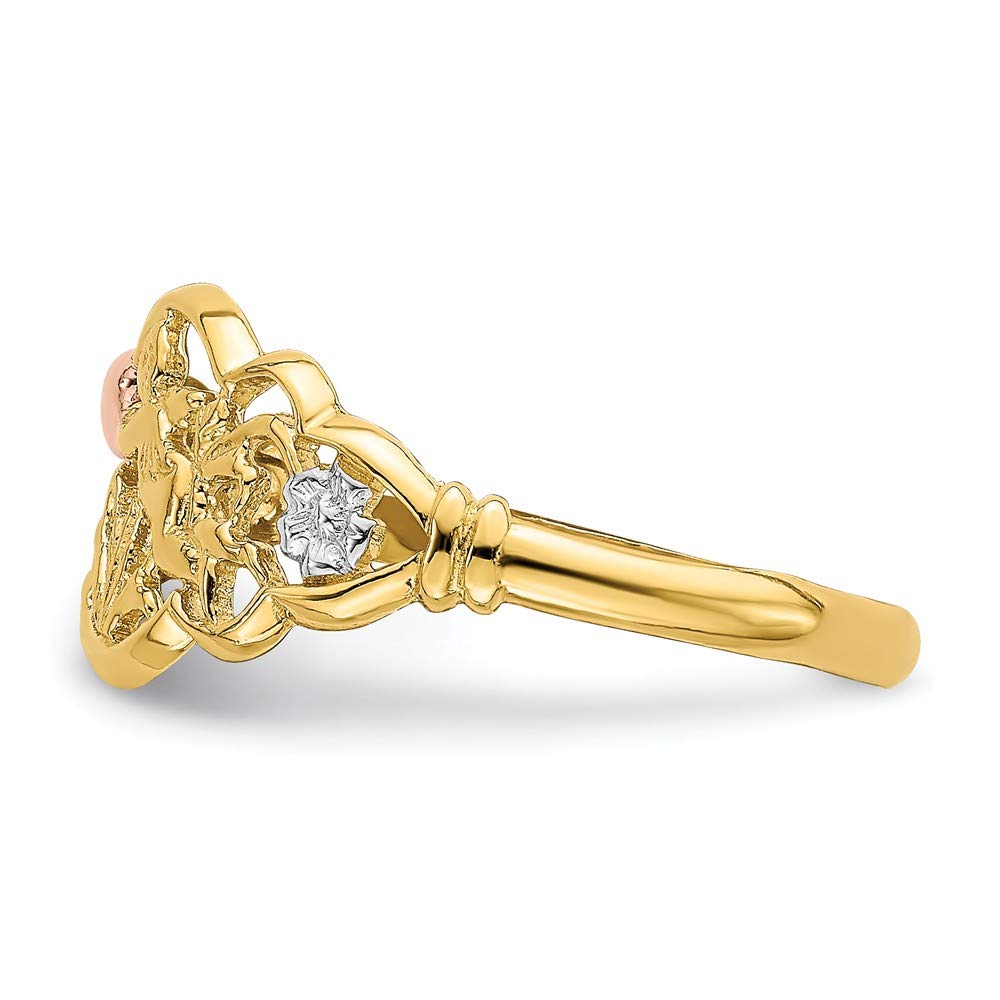 14K Solid Yellow and Rose Gold Angel Ring Band for Women - Elegant Stackable Ring, Perfect for Everyday Wear, Gift Giving, and Special Occasions