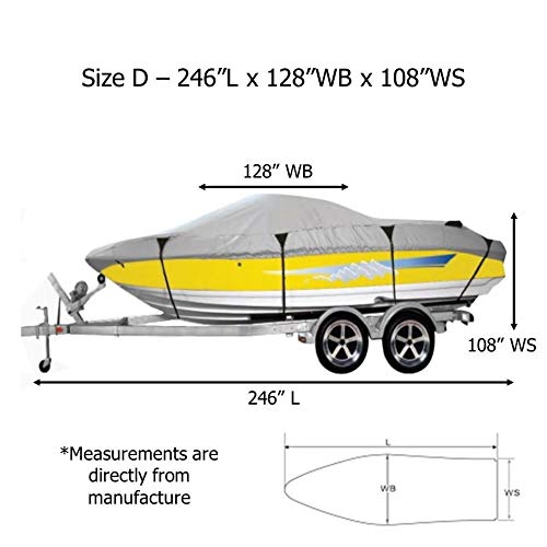 Premium 600 Denier Heavy Duty Boat Cover for V-Hull Runabouts (17ft-19ft) - Waterproof UV Protection for Inboard/Outboard Boats - Ideal for Trailer Travel & Outdoor Storage