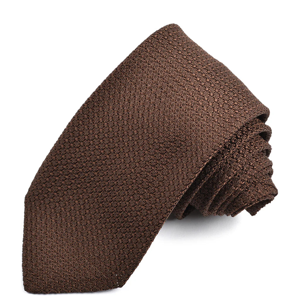 Premium Dark Brown Silk Grenadine Tie for Men - Elegant Formal Necktie for Business, Weddings & Special Occasions