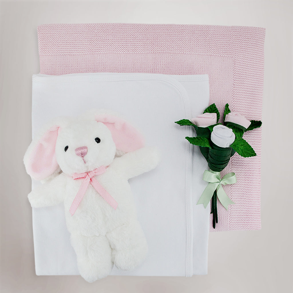 Personalized Pink Bunny Baby Blanket - Soft & Cute Plush Throw for Newborns, Infants & Toddlers - Perfect for Nursery, Baby Shower Gifts & Photo Props
