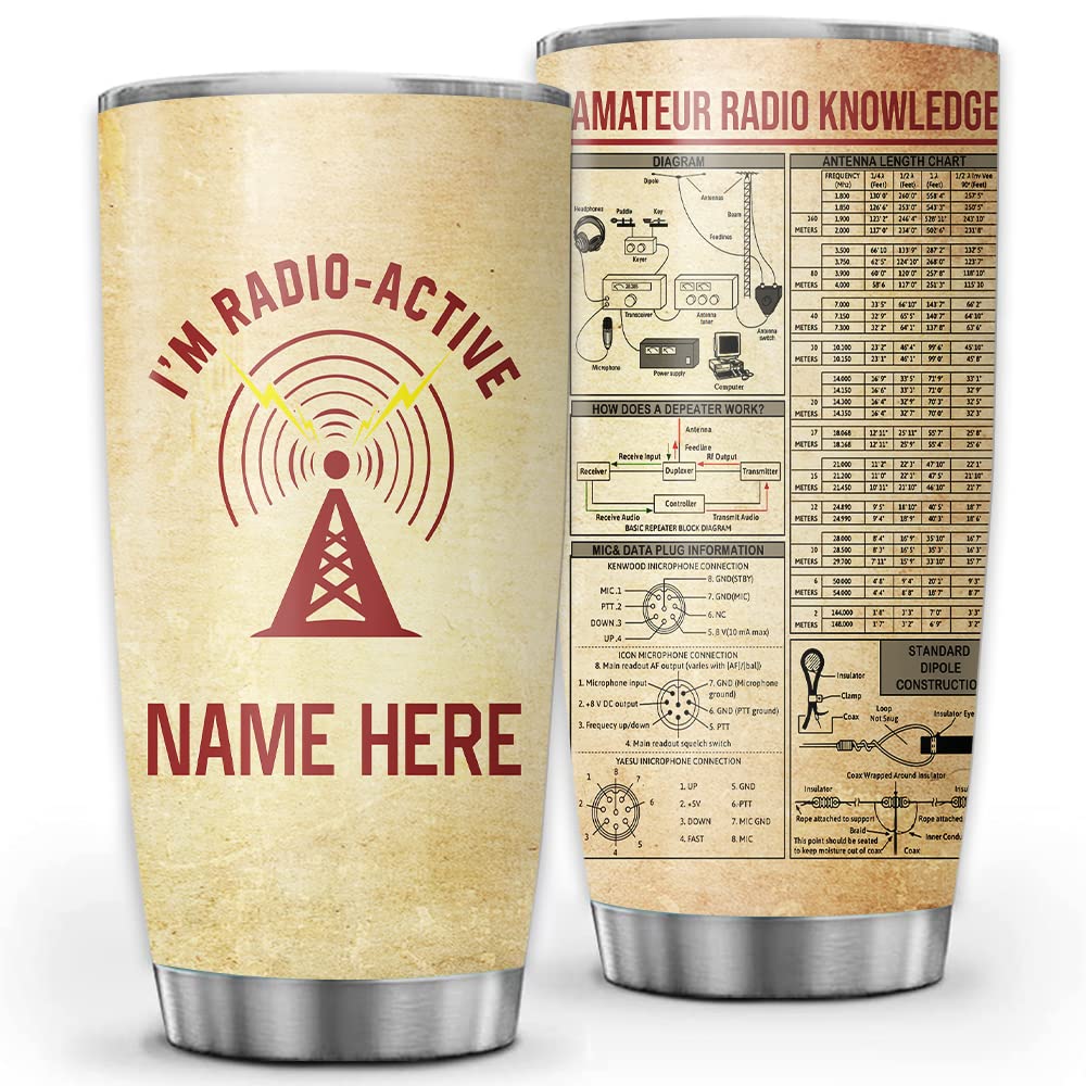 Personalized 20oz Insulated Tumbler Cup for Ham Radio Operators - Custom 'I'm Radio-Active' Design, Leak-Proof Lid for Coffee & Tea - Perfect Gift for Amateur Radio Enthusiasts (Great for Field Operations, Radio Shacks & Daily Commutes)