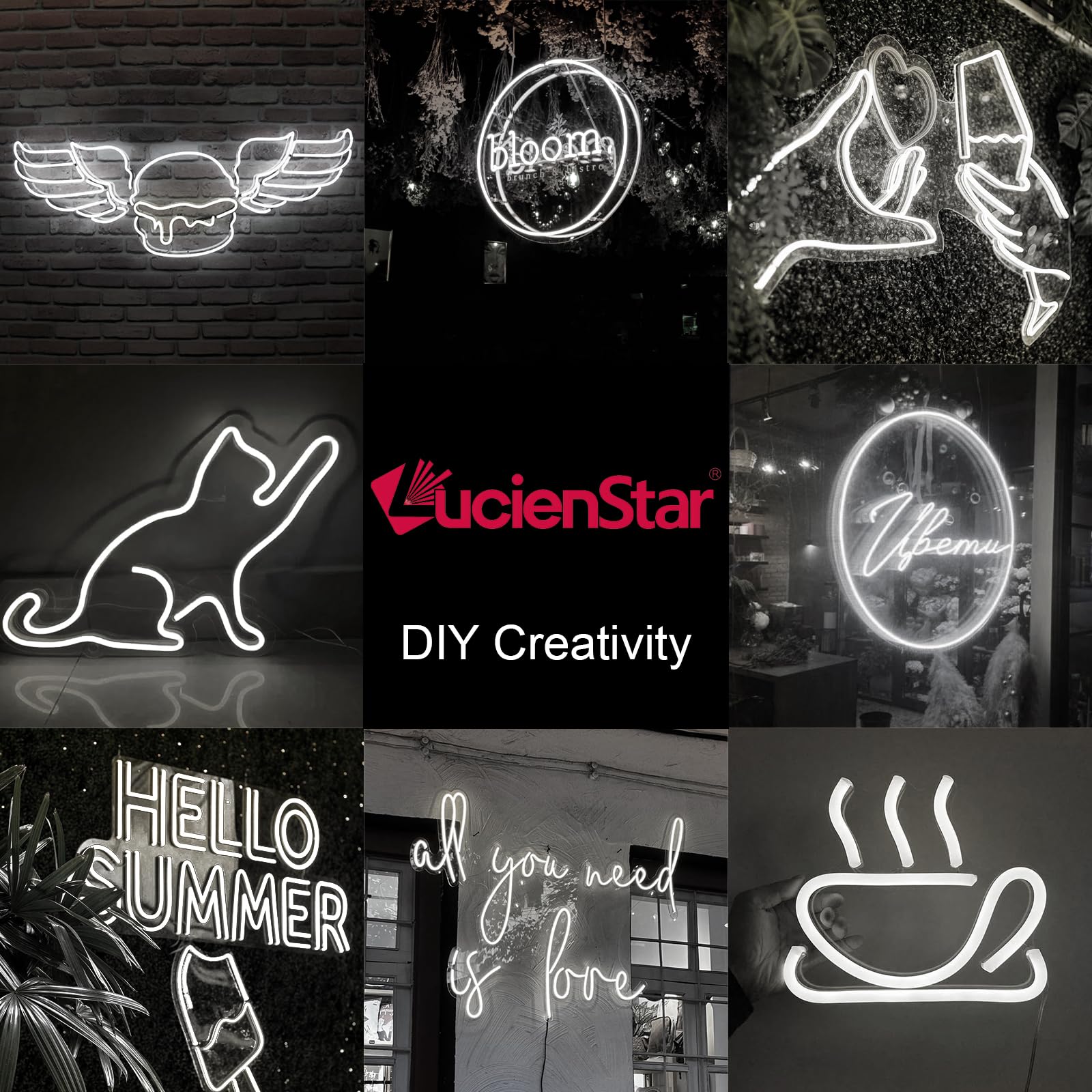 16.4ft White LED Strip Lights - Waterproof Flexible Neon Rope for Bedroom & Outdoor Decor - DIY Neon Signs