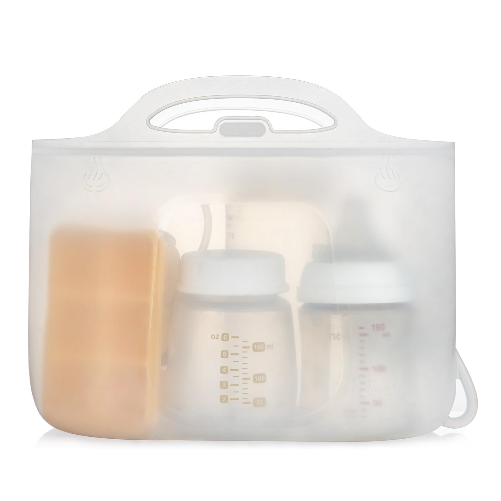 Microwave Steam Sterilizer Bags for Baby Bottles, Breast Pumps & Pacifiers - Reusable Silicone Travel Sterilizing Bags for Home, Hospital and On-the-Go Use (Clear Milk White) | Safe & Convenient Baby Care Solution for Traveling Parents