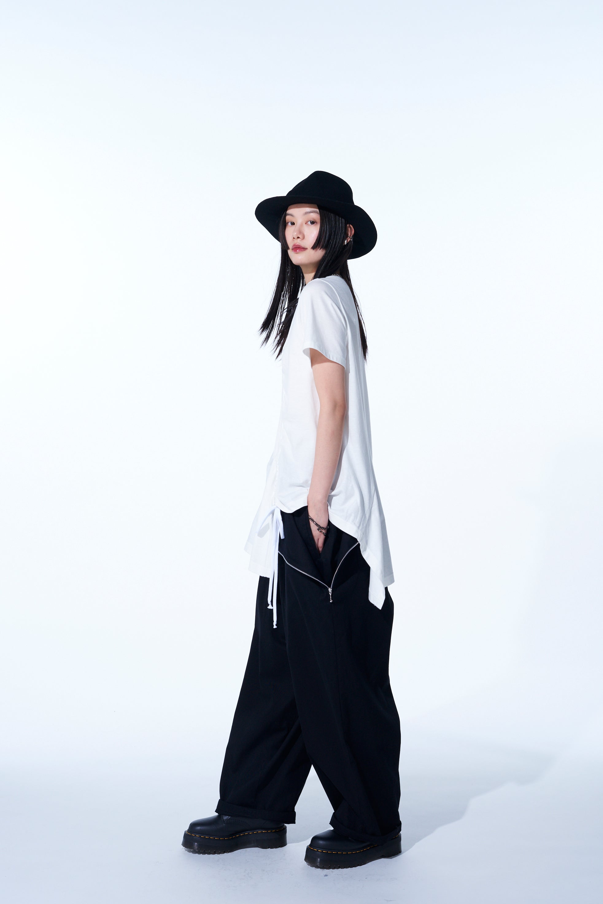 Stylish Cotton Jersey Asymmetrical T-Shirt with Gathered Strings - Trendy Women's Fashion for Casual Wear & Street Style