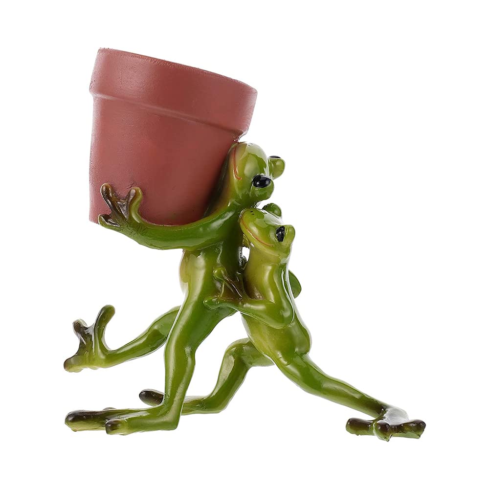 Ceramic Succulent Planter Pots with Frog Statues - Mini Flower Plant Pots for Garden, Kitchen, Windowsill, Office & Party Decor - Cute Animal Shaped Ceramic Basin for Indoor/Outdoor Plants