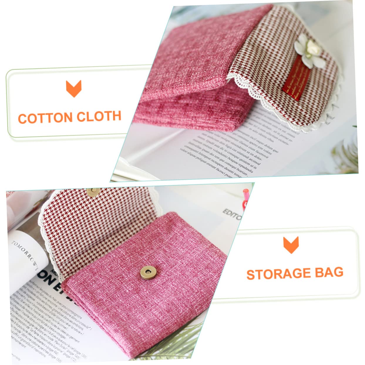 IWOWHERO 2 Pack Sanitary Napkin Bags - Reusable Menstrual Pad Holder, Tampon Storage Organizer & Cotton Pouch - Perfect for Travel, Gym, Work & School Essentials