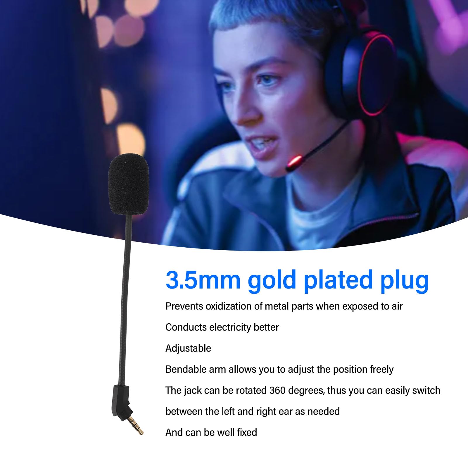 Best Gaming Microphone with Noise Cancelling - 3.5mm Detachable Replacement Mic for Cloud Revolver Headset | Perfect for PC Gaming, Streaming & Voice Chat