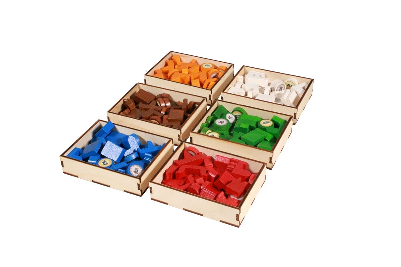 Premium Wooden Game Organizer for Catan: Cities & Knights & Explorers & Pirates Expansions - Multi-Tray Storage Box | Perfect for Board Game Nights & Organized Game Storage