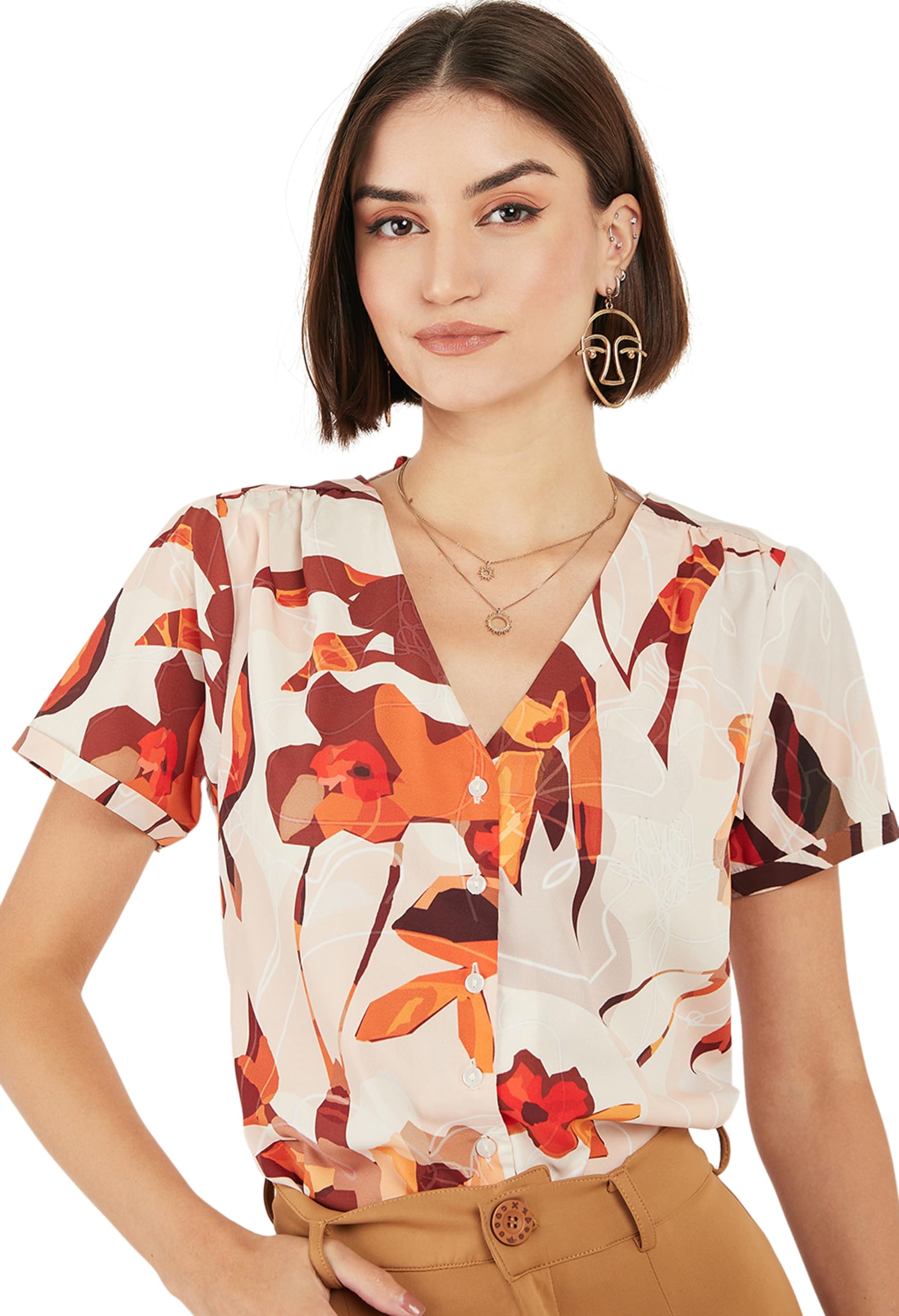 ALL YOURS Women's Satin Shirt Blouse - Elegant Floral Print Office Wear Tops for Work & Casual Outfits | Perfect for Business Meetings, Date Nights & Spring Fashion