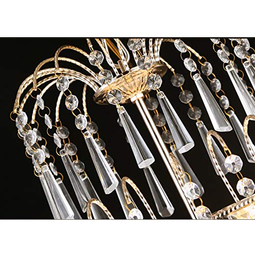 LITFAD 3-Light Crystal LED Chandelier - Modern Art Deco Brass Flush Mount Ceiling Light for Dining Room, Bedroom, Living Room | Energy-Efficient Lighting Fixture for Home, Hotel & Restaurant Decor