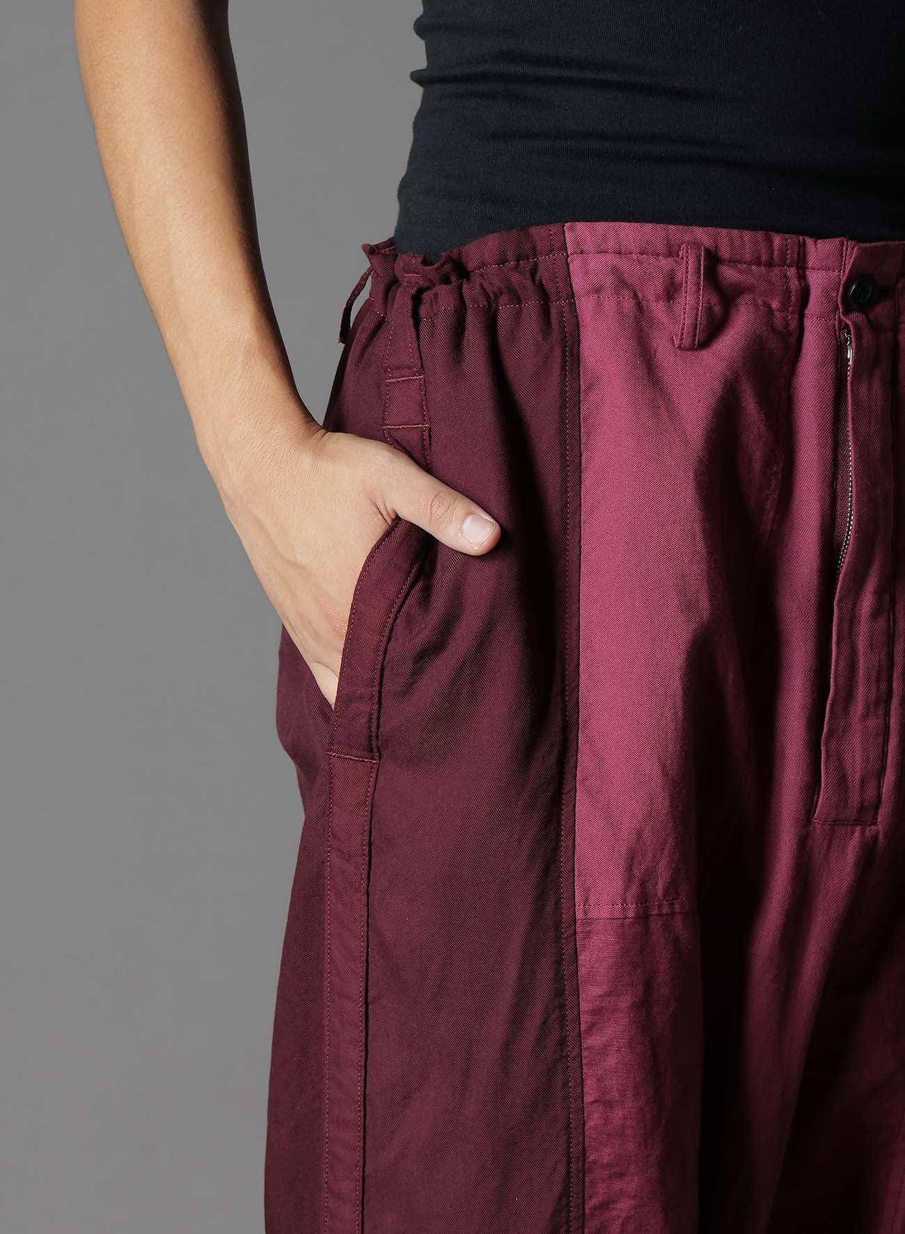 Cubism Patchwork Product Dyed Side Tape Salouel Pants - Trendy High Waist Loose Fit Trousers for Women | Casual Streetwear & Boho Fashion Outfits