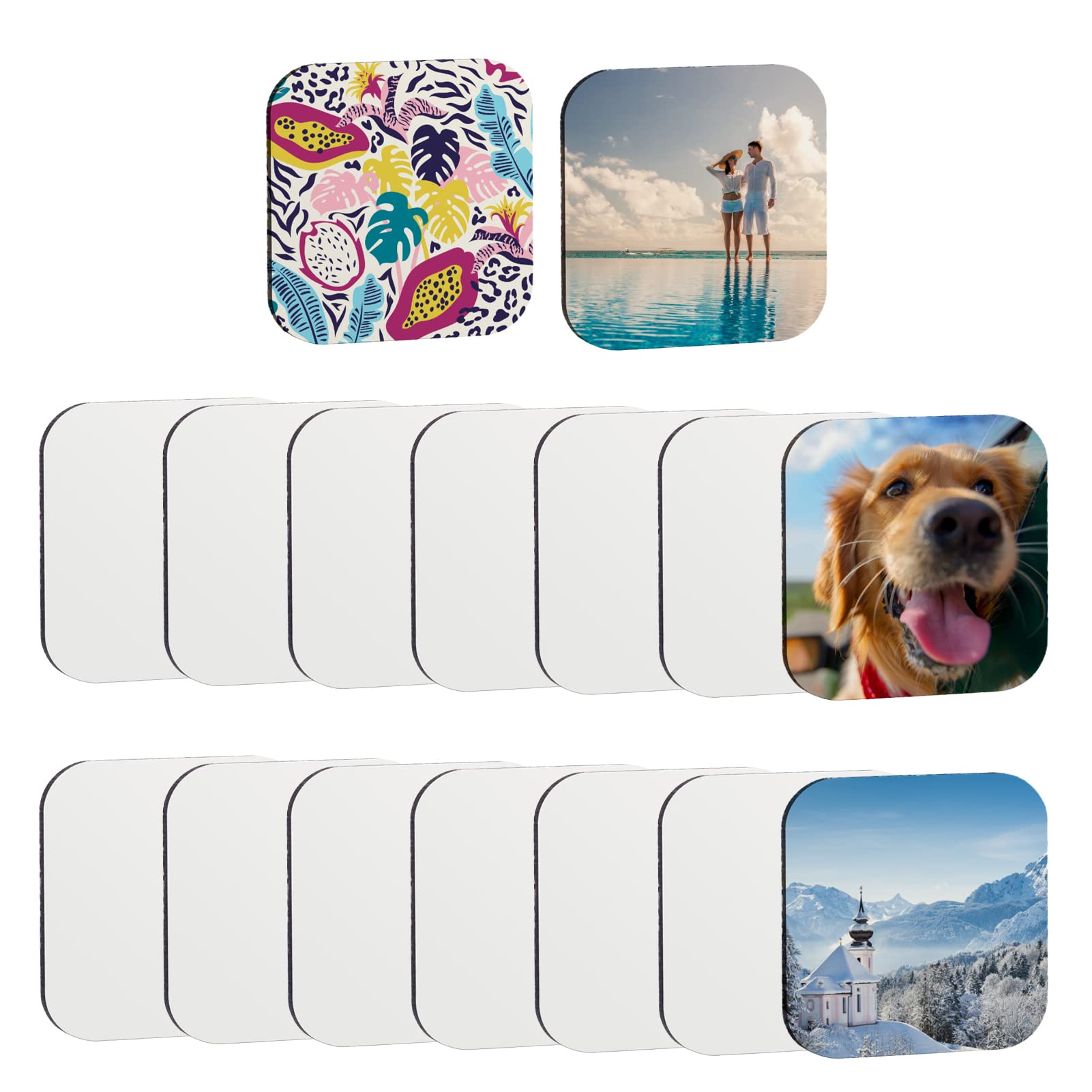 16-Piece Sublimation Blank Refrigerator Magnets - DIY Customizable Fridge Stickers for Crafts, Office Whiteboard & Home Decor - Perfect for Personalized Gifts, School Projects & Kitchen Organization