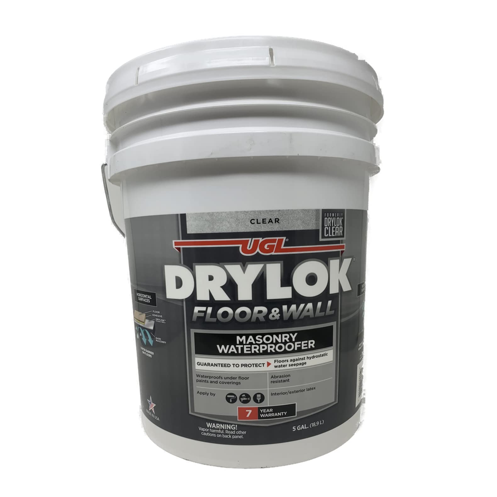 Drylok Masonry Waterproof Clear 5 Gallon (DRYLOK - 20915) - Waterproofing Solution for Basements, Foundations & Concrete Walls