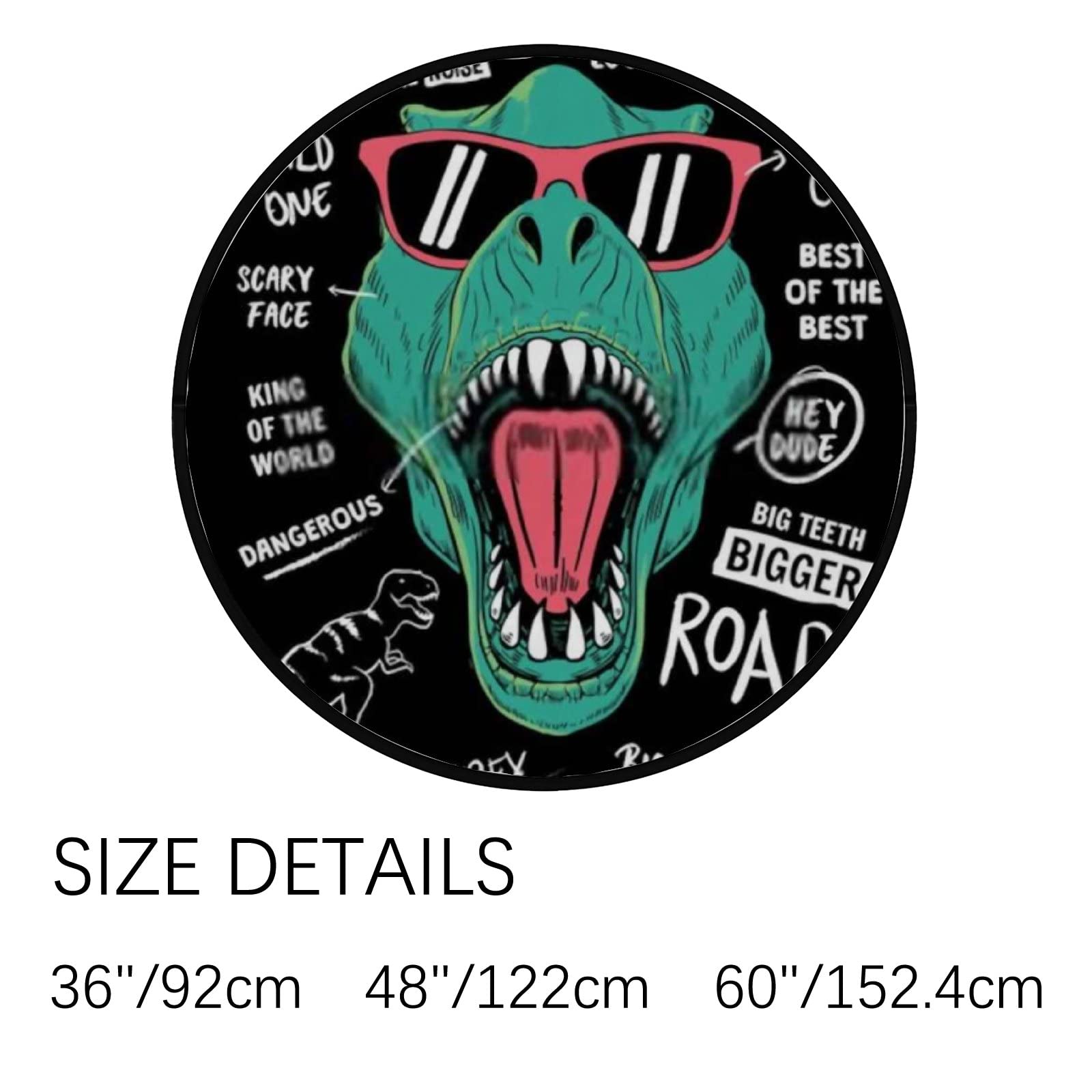 Dinosaur Non-Slip Round Area Rug - Soft 36 Inch Floor Mat for Kids Room & Nursery Play