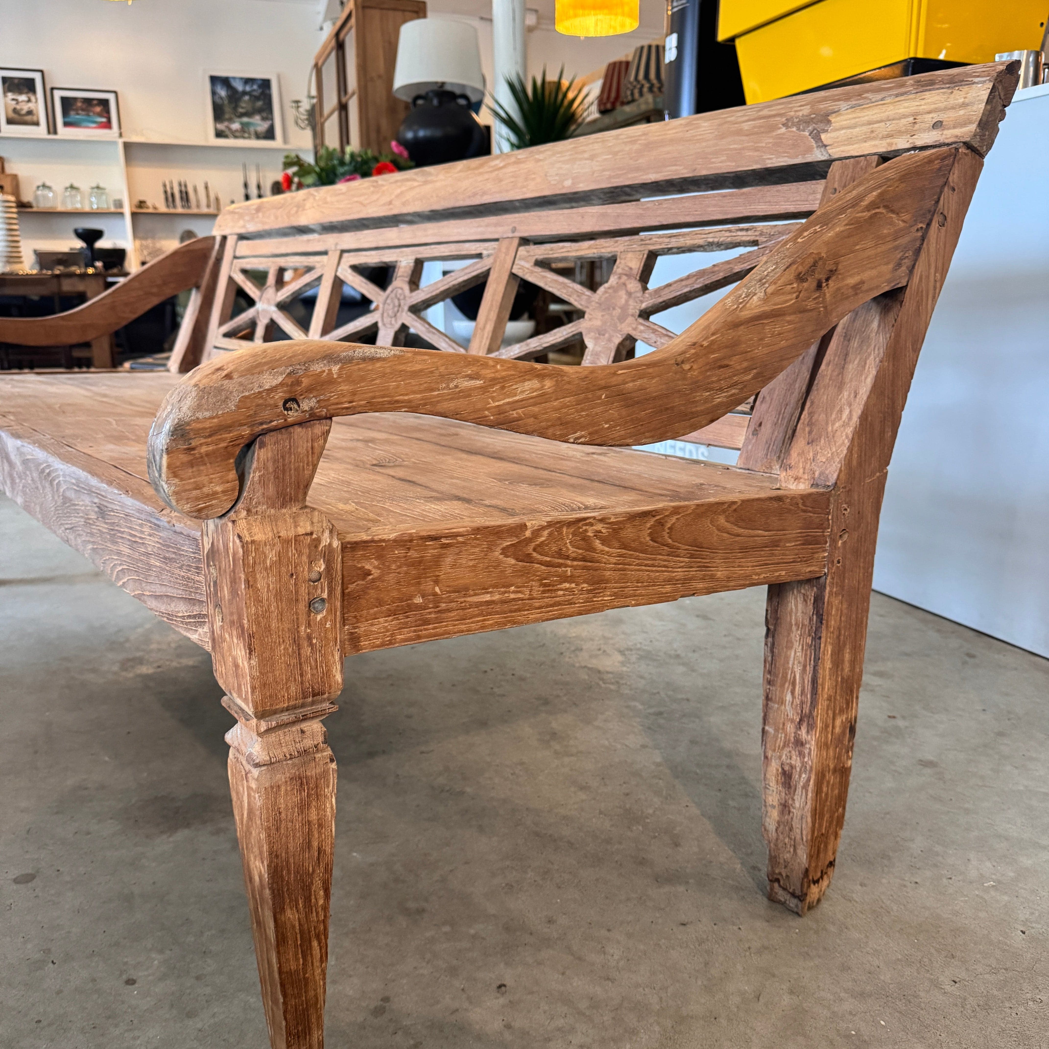 Vintage Teak Wood Daybed - Mid Century Modern Sofa Bed for Living Room, Patio & Guest Room | Durable & Stylish Lounge Furniture for Relaxing & Napping