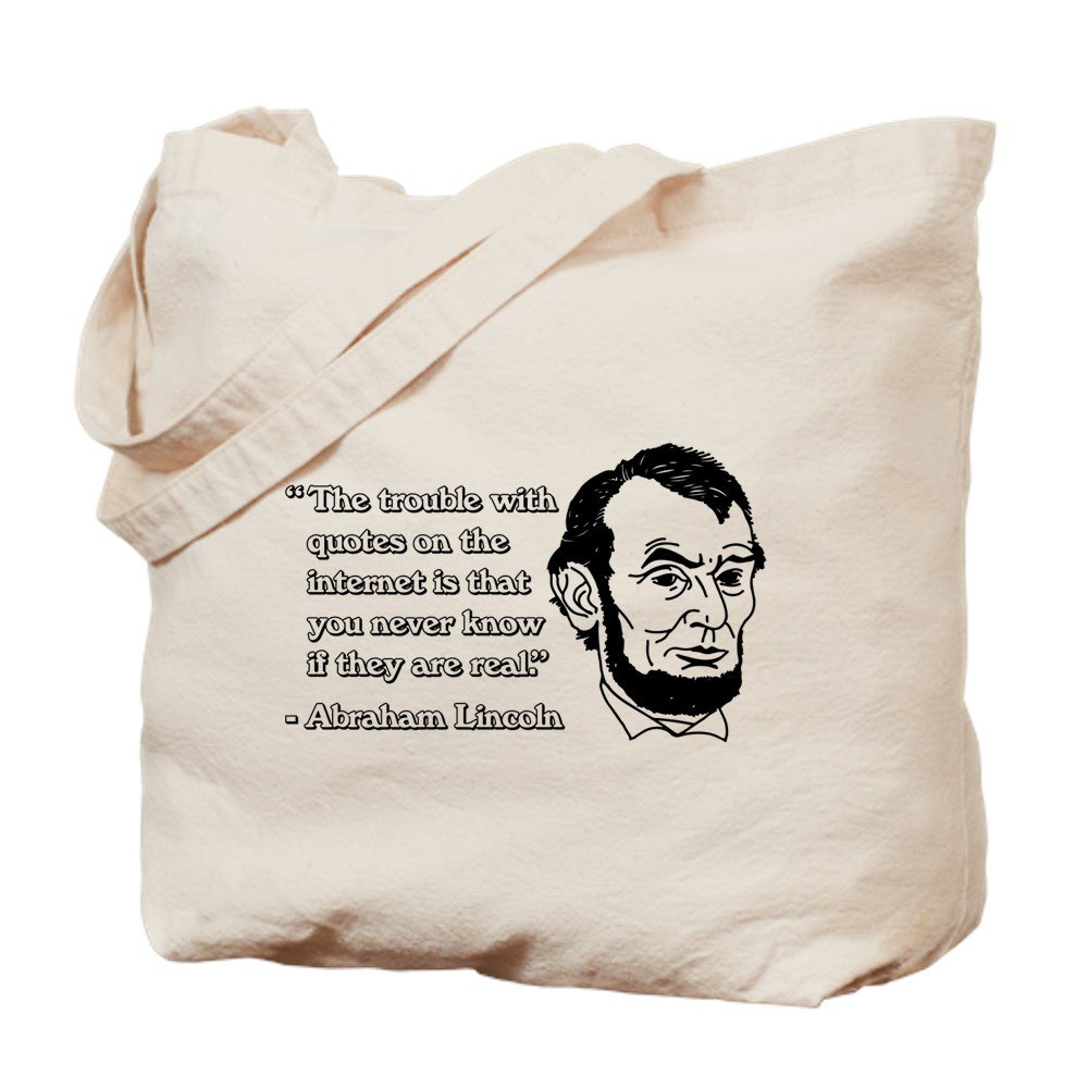 Abraham Lincoln Internet Quotes Tote Bag - Natural Canvas Reusable Shopping Bag for Groceries, Books & Work Commute | Eco-Friendly Cotton Tote with Inspirational Quote