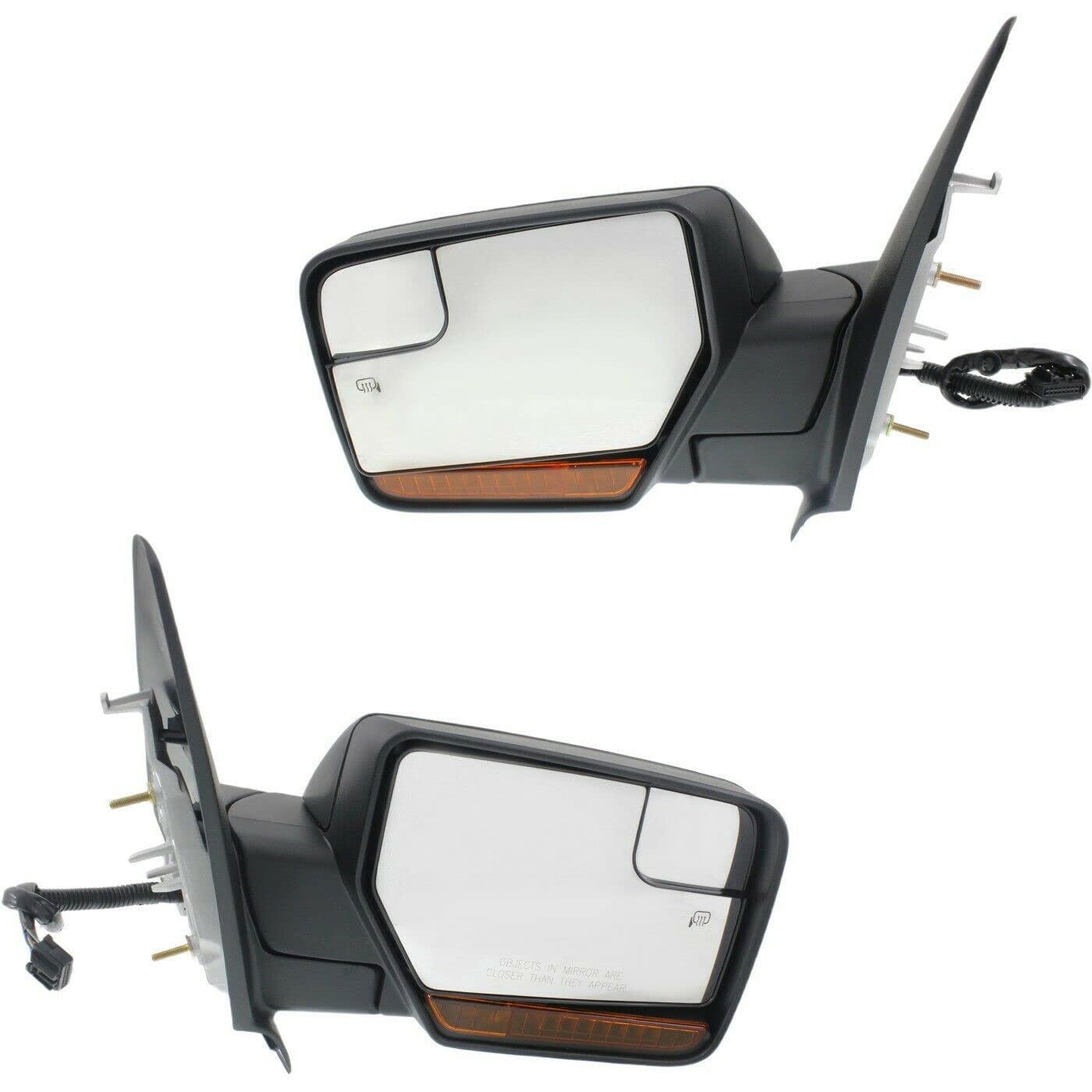 2PCS Textured Power Heated Manual Folding Side Mirrors for Ford Expedition 2007-2017 - Driver & Passenger Side Replacement Mirrors Without Auto-Dimming | Perfect for Winter Driving & Enhanced Visibility