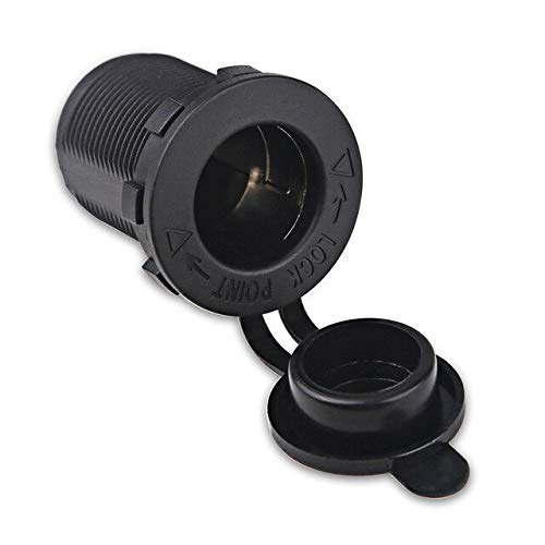 12V Cigarette Lighter Power Socket Plug Outlet - Universal Car, Motorcycle, Boat & Tractor Accessory - Black - Perfect for Charging Devices On-The-Go