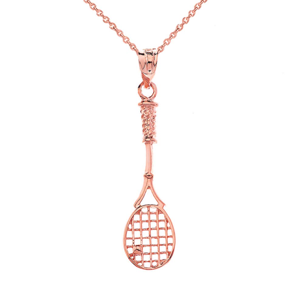 14K Gold Tennis Racket Charm Pendant Necklace for Women - Elegant Sports Jewelry Gift for Tennis Players and Fans - Perfect for Matches, Gifts & Everyday Wear