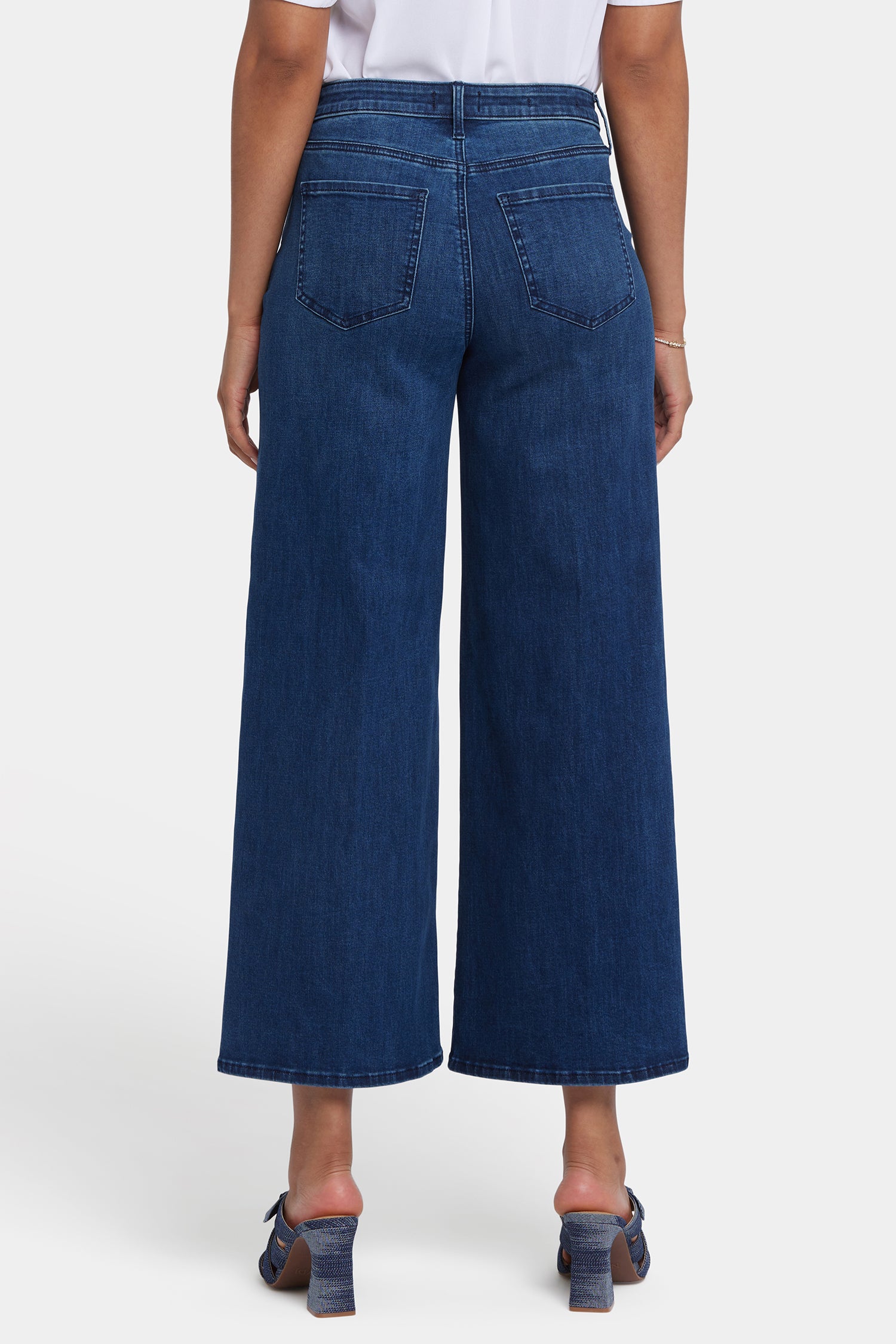 Brodi Women's Wide Leg Ankle Jeans - High Waisted Stretch Denim Pants in Ibiza Blue Wash | Casual Chic Outfit for Streetwear & Everyday Wear