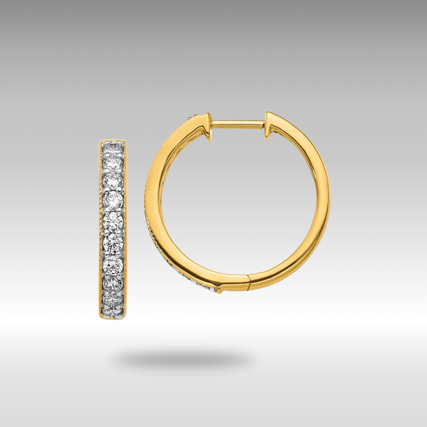 14K Gold Diamond Milgrain Hinged Hoop Earrings for Women - Classic Elegant Dangle Earrings (Model EM4275) | Perfect for Weddings, Parties & Special Occasions
