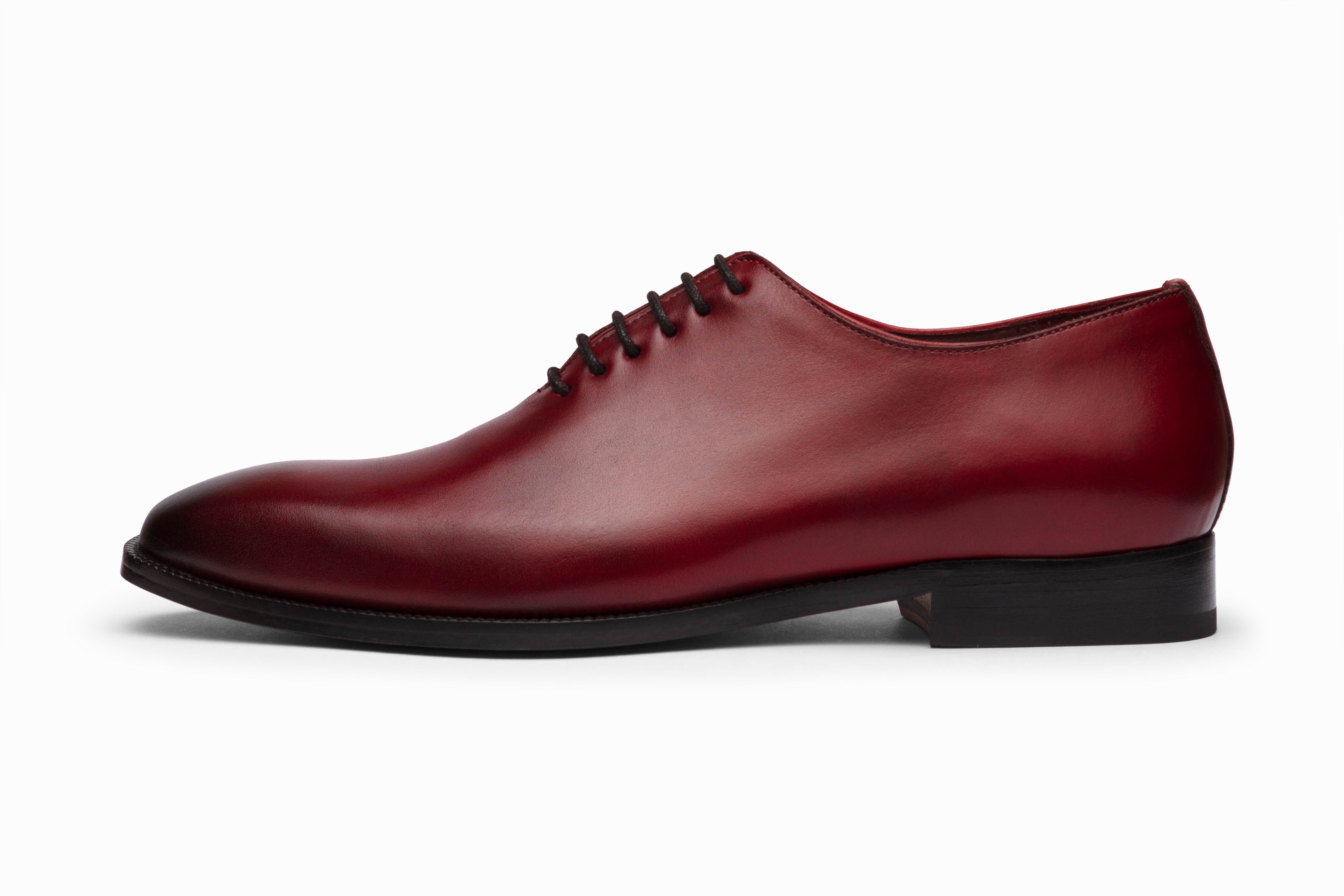 Premium Plain Wholecut Oxford Dress Shoes for Men - Dark Oxblood Leather - Perfect for Business, Formal Events & Weddings