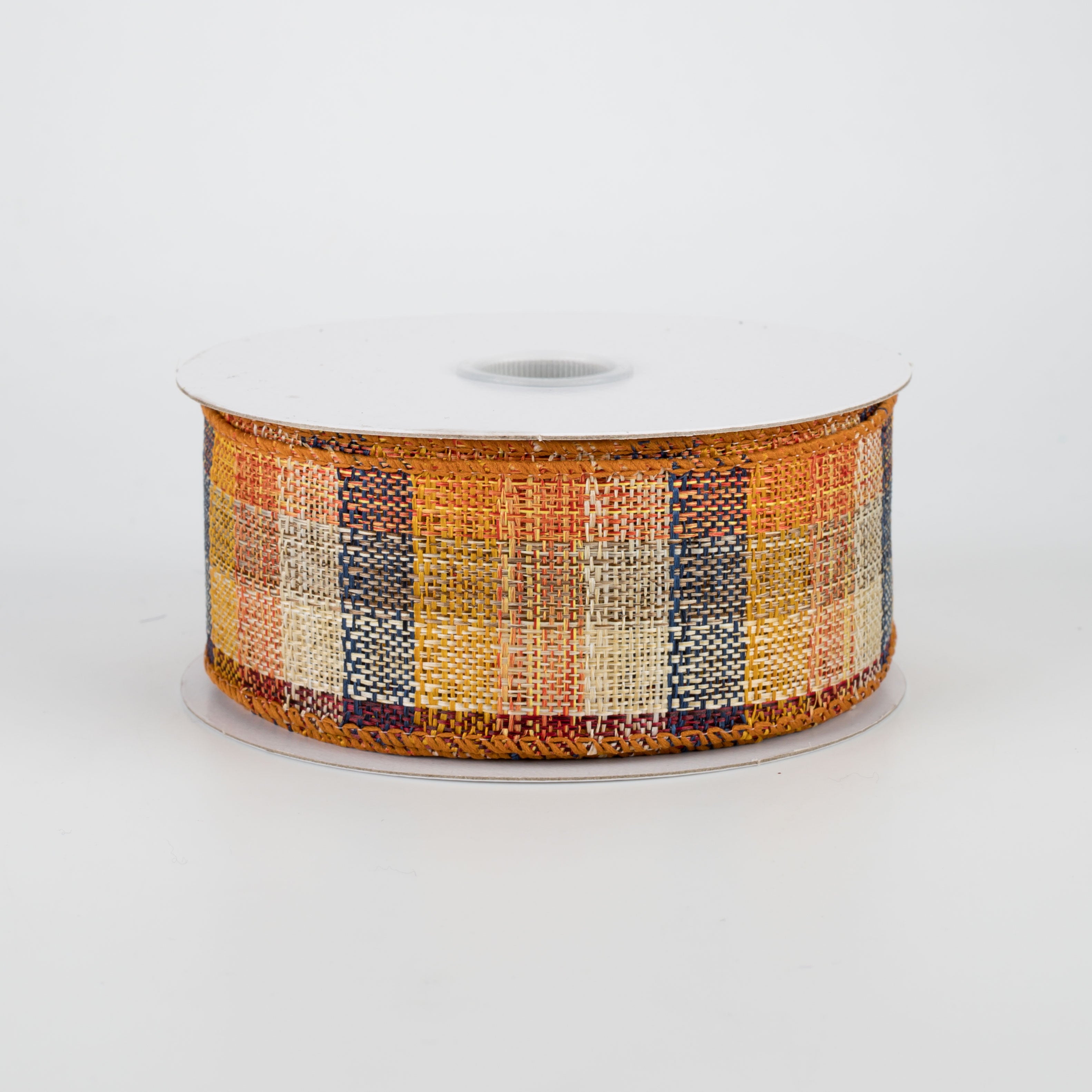 1.5 Inch Plaid Fall Ribbon - Blue & Orange Checkered Pattern (10 Yards) for Gift Wrapping, DIY Crafts, and Seasonal Decorations