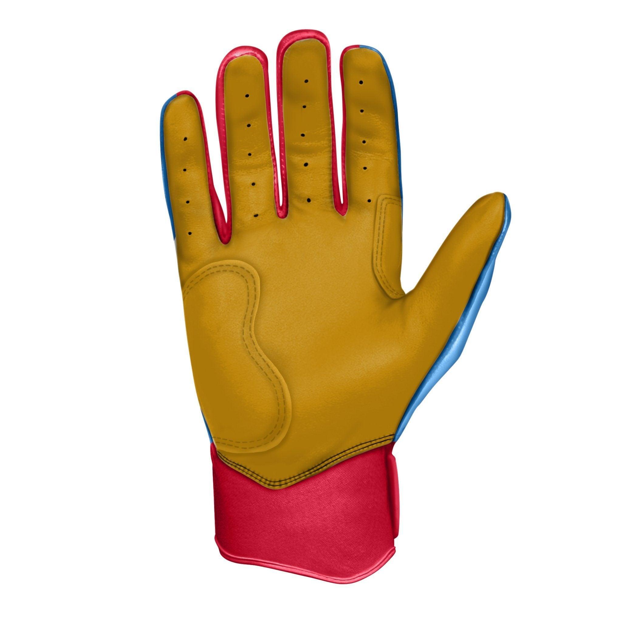 Bruce Bolt PREMIUM PRO BADER Series Short Cuff Batting Gloves - Baby Blue | Baseball & Softball Training Gloves for Youth & Adults | Perfect for Hitting Practice & Games