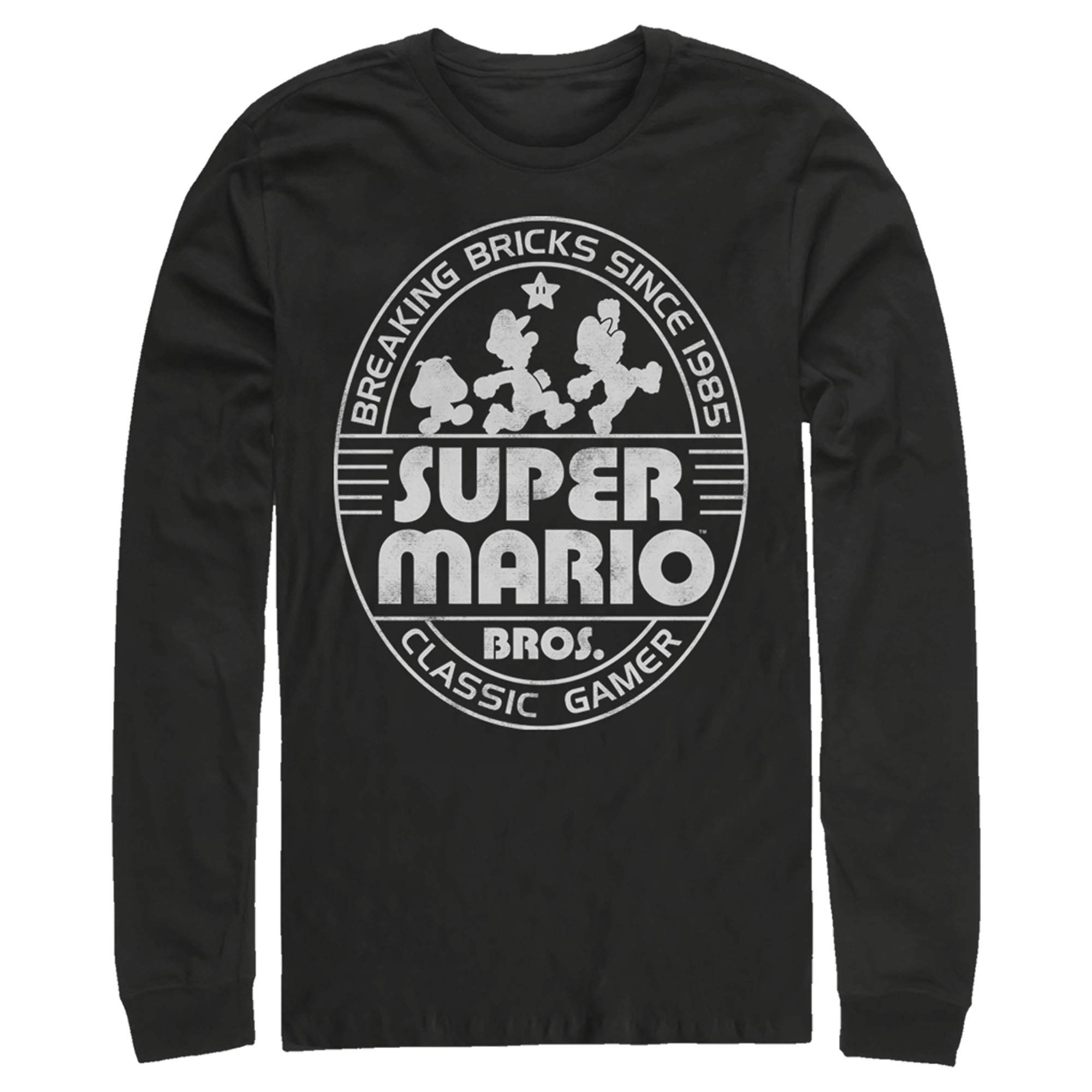 Nintendo Super Mario Brick Break 85 Classic Gamer Long Sleeve Shirt for Men - Retro Video Game Tee for Casual Wear & Gaming Enthusiasts
