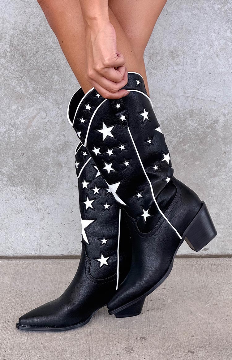 Billini Dollie Black and White Cowboy Boots for Women - Western Style Ankle Boots with Pointed Toe | Perfect for Country Music Festivals, Rodeos & Western Fashion Outfits