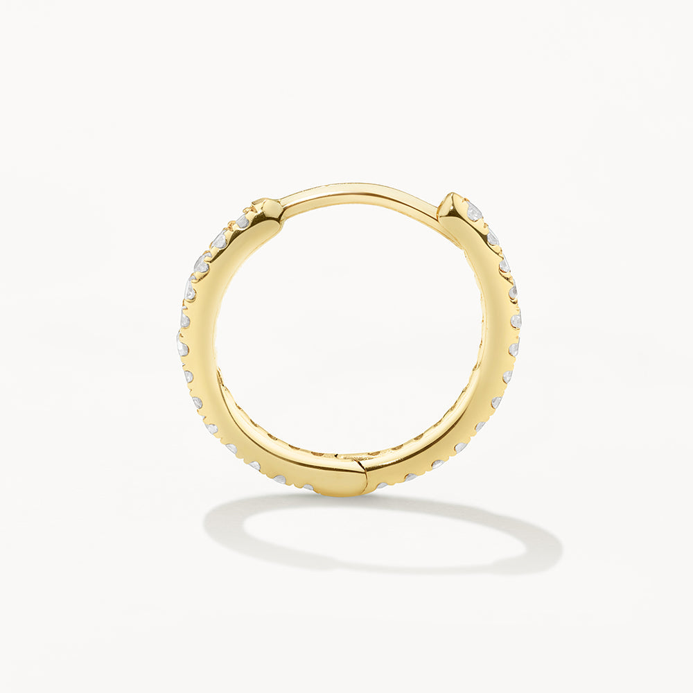 10k Gold Diamond Helix Huggie Single Earring - Minimalist Cartilage Hoop for Women | Perfect for Everyday Wear & Special Occasions