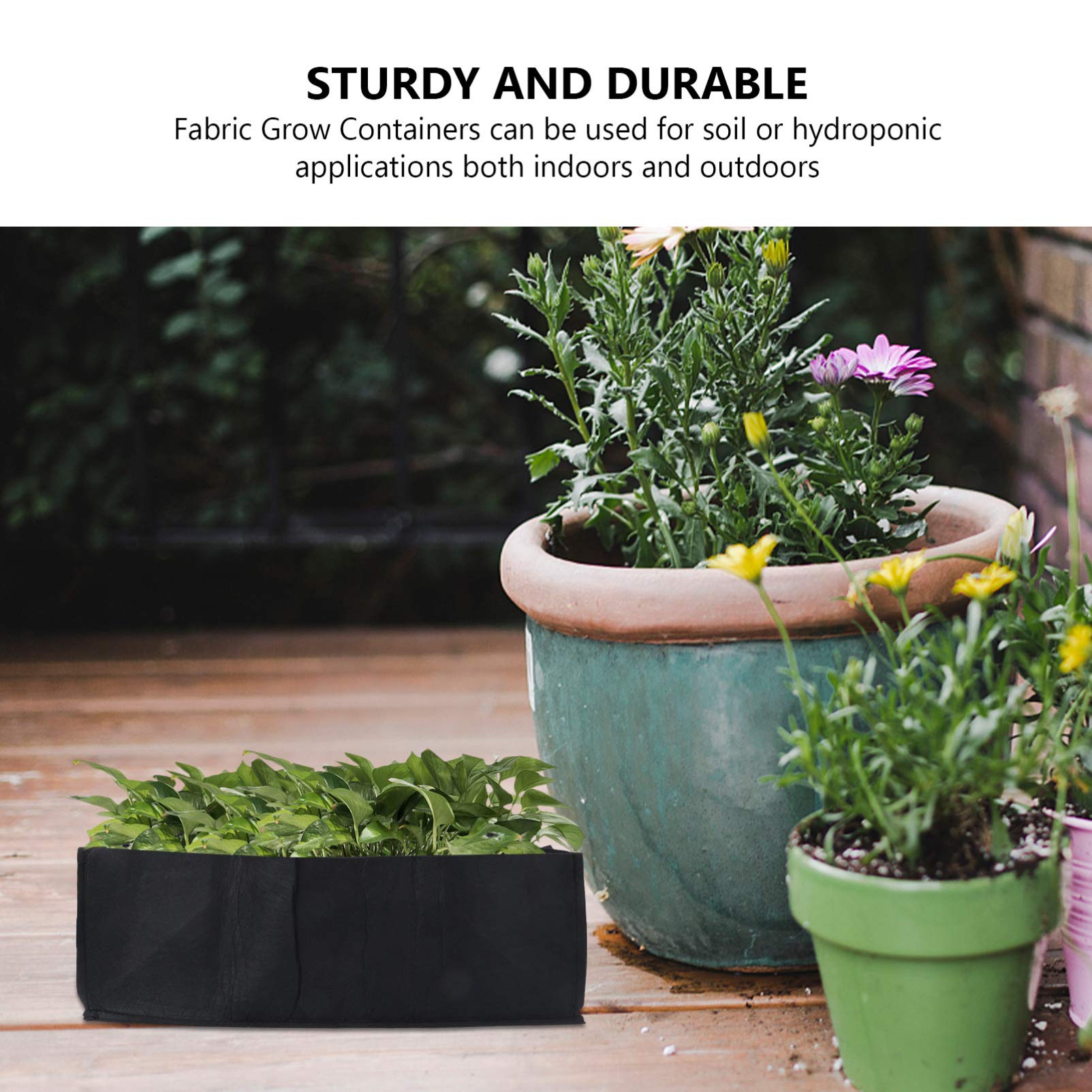 Happyyami 2-Pack 1 Gallon Rectangular Plant Grow Bags with Handles - Durable Fabric Pots for Vegetables, Herbs & Flowers - Ideal for Indoor/Outdoor Gardening, Balcony & Patio Planting