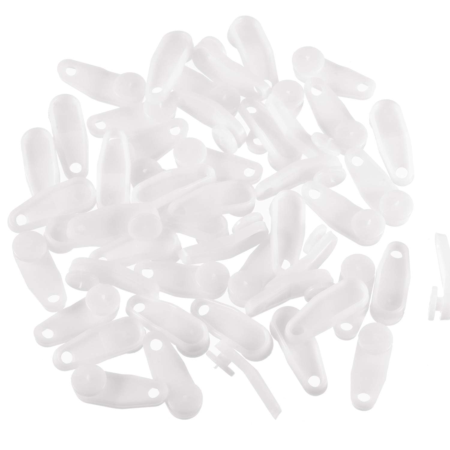 Pangda 50-Pack White Plastic Curtain Track Glider Hooks - Smooth Sliding Rail Hooks for Window & Shower Curtains - Perfect for Home, Office, and Hotel Decor