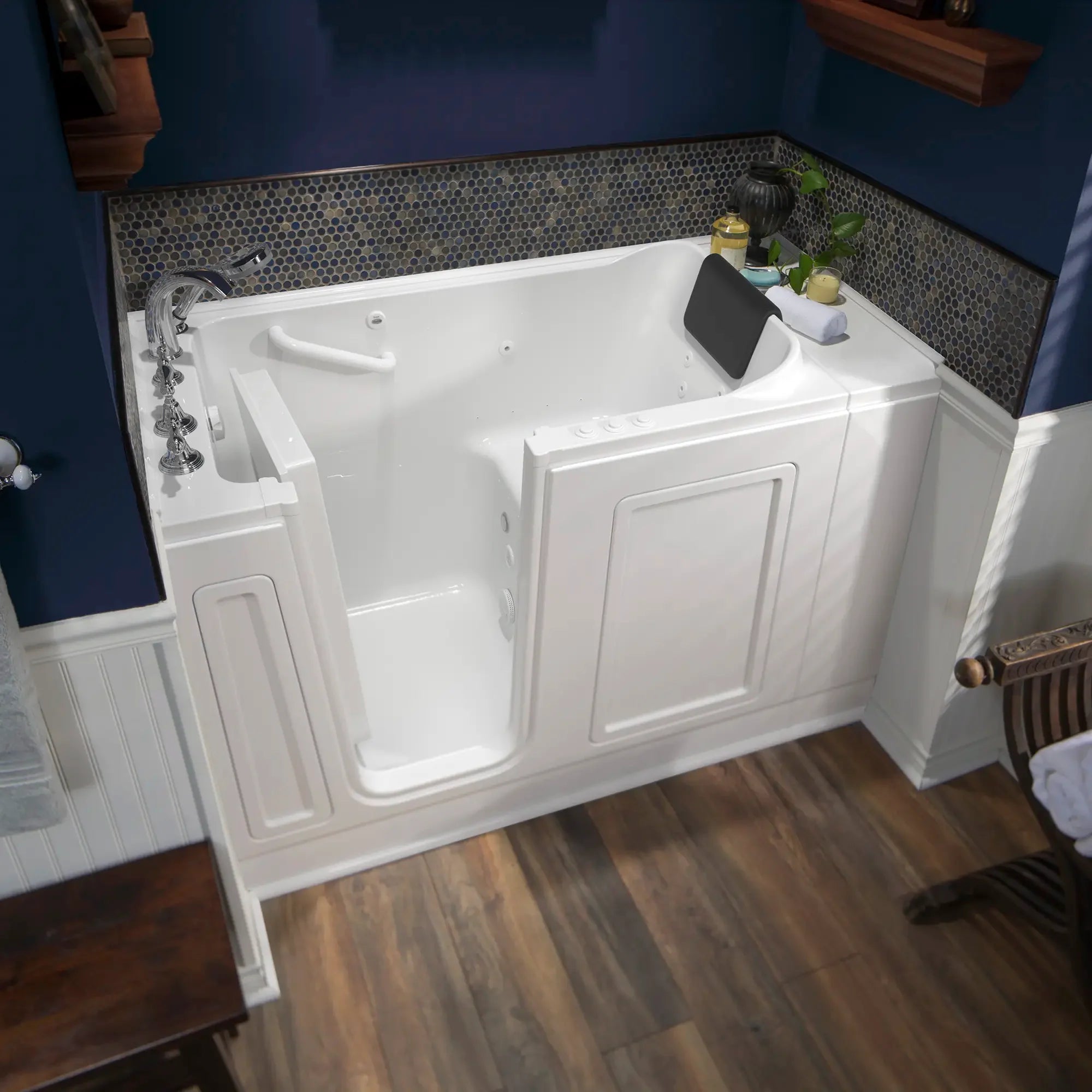 30 x 51 Inch Acrylic Walk-in Bathtub with Air Spa & Whirlpool Systems - Left Hand Drain & Faucet - Luxury Accessible Tub for Elderly & Mobility Impaired - Perfect for Relaxation & Hydrotherapy at Home