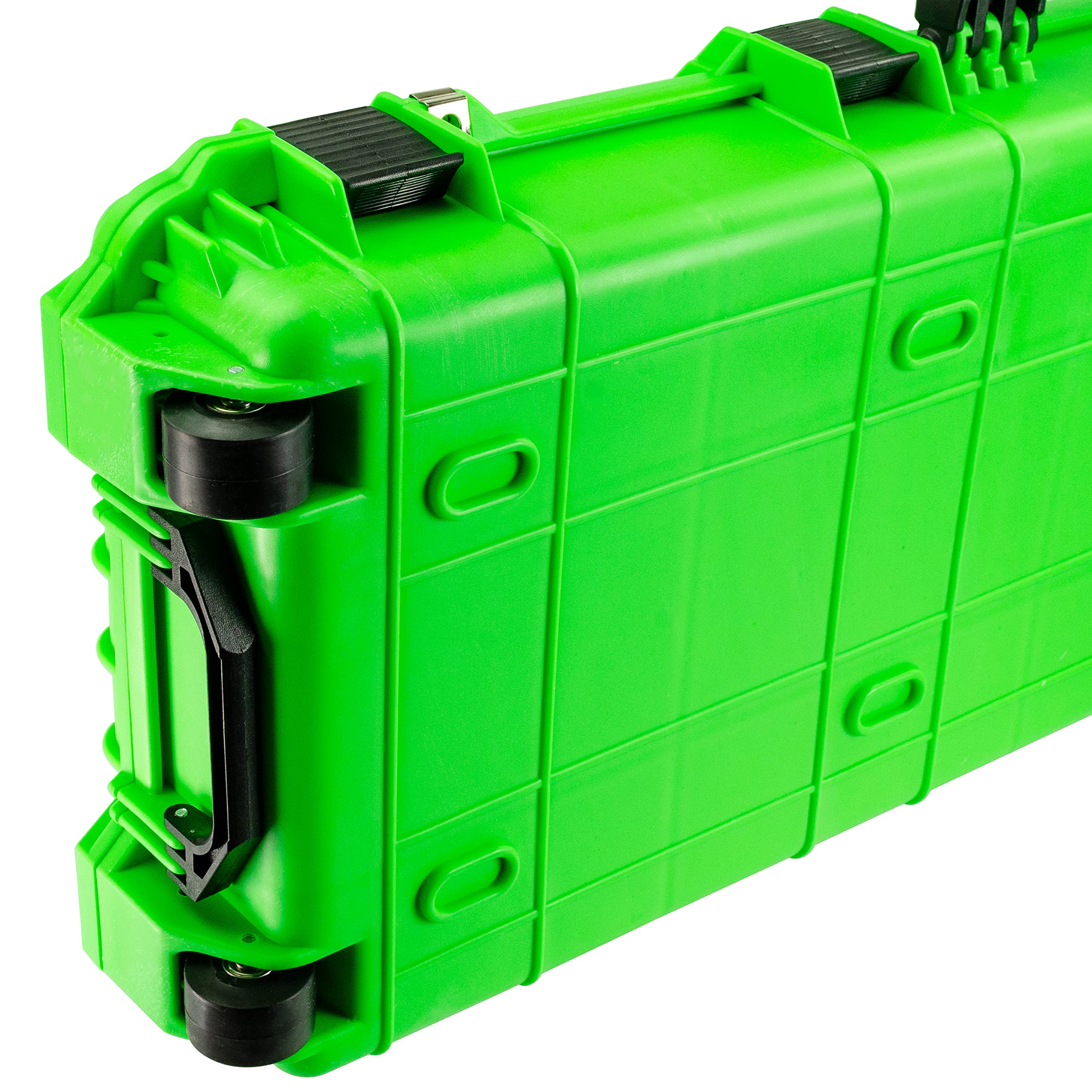 Eylar Protective Roller Rifle Hard Case with Foam - Waterproof & Crushproof Gun Storage for 2 Rifles or Multiple Guns - Pressure Valve & Lockable Fittings - Neon Green - Perfect for Hunting, Shooting Range & Firearm Transportation