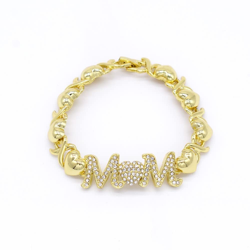 Women's XOXO Hugs & Kisses Charm Bracelet - 18kt Solid Gold Plated Shiny Mom Jewelry Gift for Mother's Day, Birthday & Anniversary - Perfect for Everyday Wear & Special Occasions