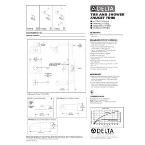 Delta Ara 14 Series Brushed Nickel Single-Function Shower Valve Trim Kit with Handle (T14067-SS) - Modern Bathroom Upgrade for Showers, Valve Not Included