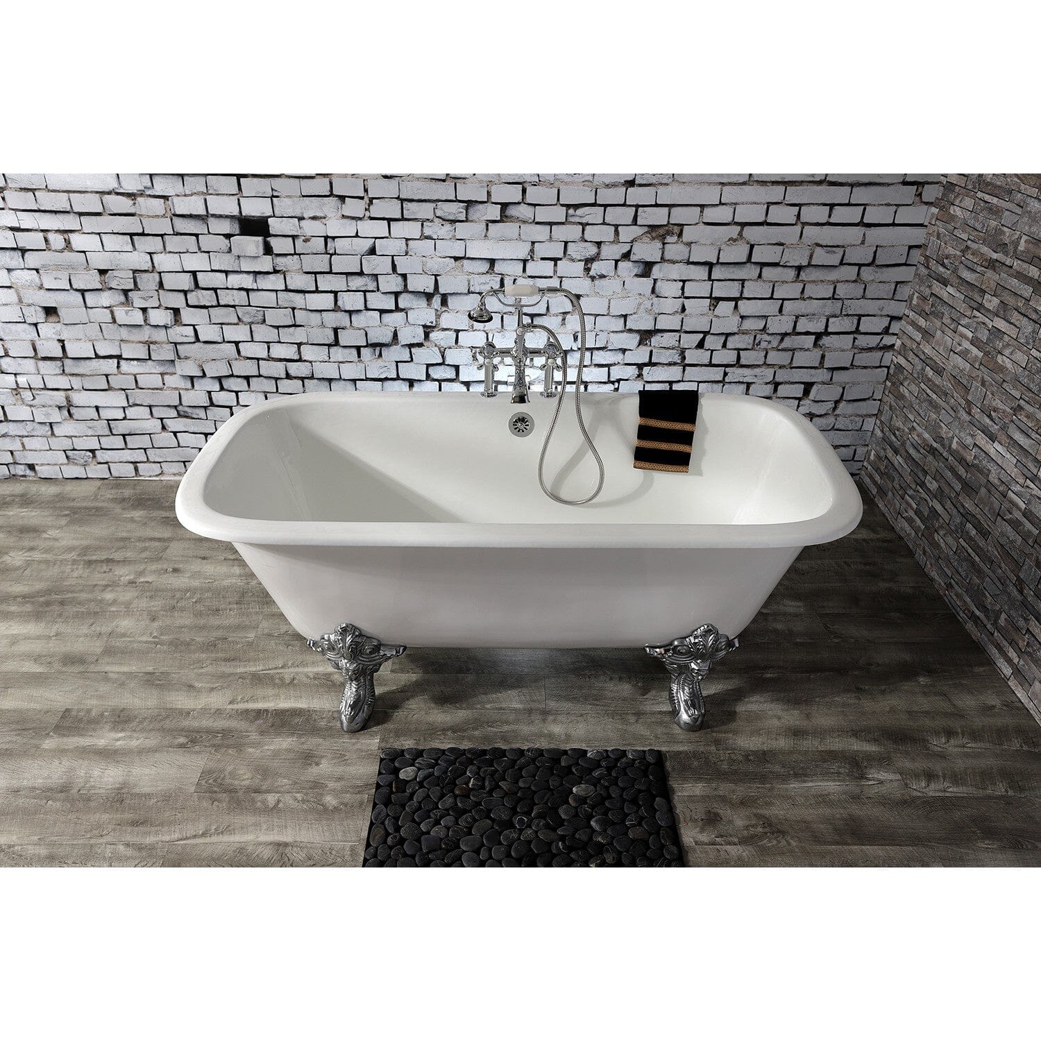 Aqua Eden 67 Inch Clawfoot Bathtub - Cast Iron Rectangular Double Ended Freestanding Tub with 7 Inch Faucet Drillings | Perfect for Vintage Bathroom, Luxury Spa, and Master Suite Relaxation