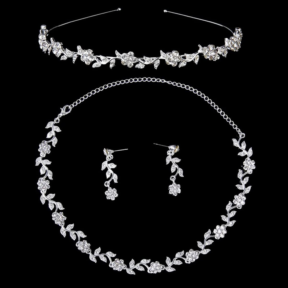 Elegant Wedding Jewelry Set - Necklace, Earrings & Tiara for Brides | Perfect for Weddings, Prom, and Formal Events