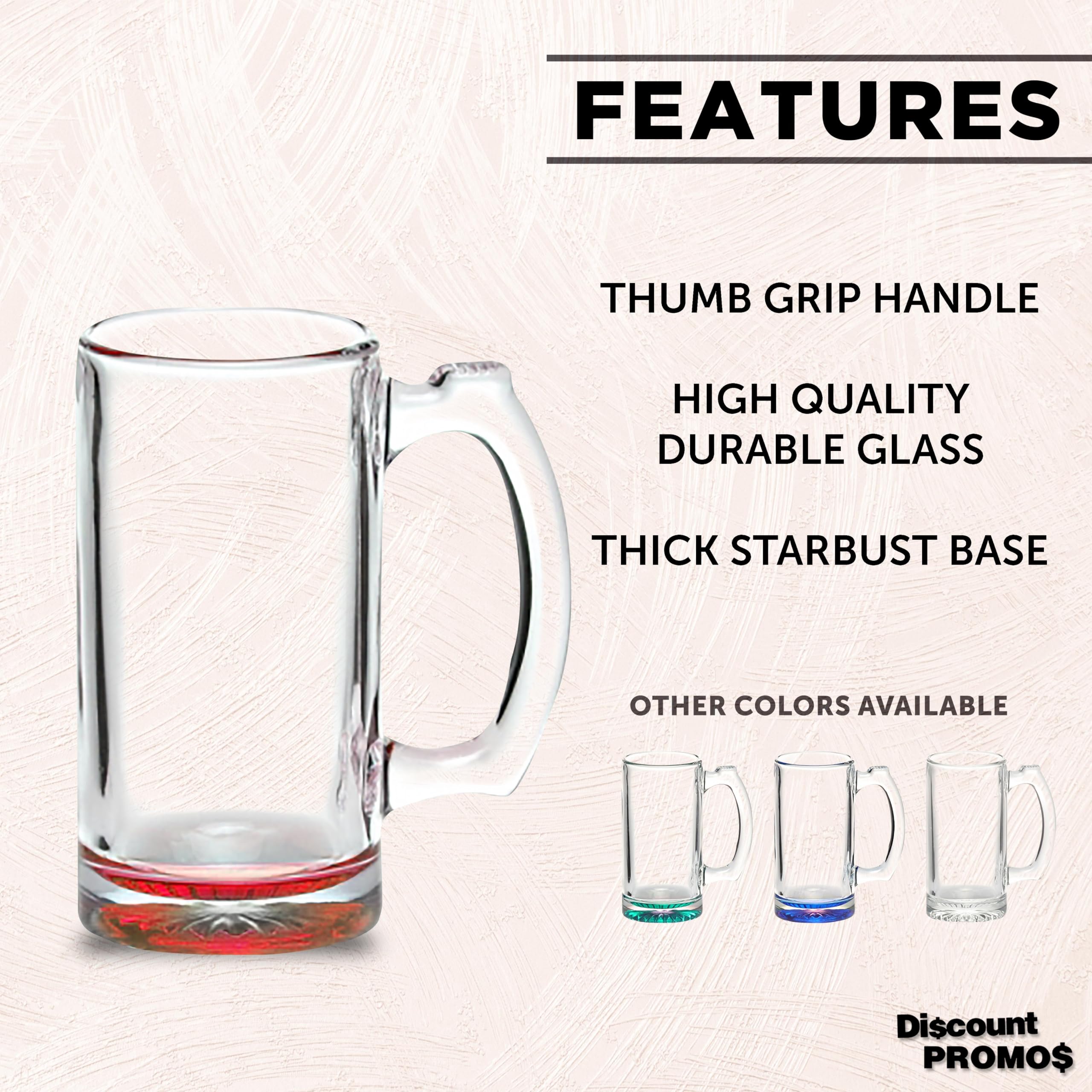 12-Piece Libbey 12 oz Beer Mugs Set - Durable Red Glassware for Groomsmen Gifts, Parties & Home Bar Use