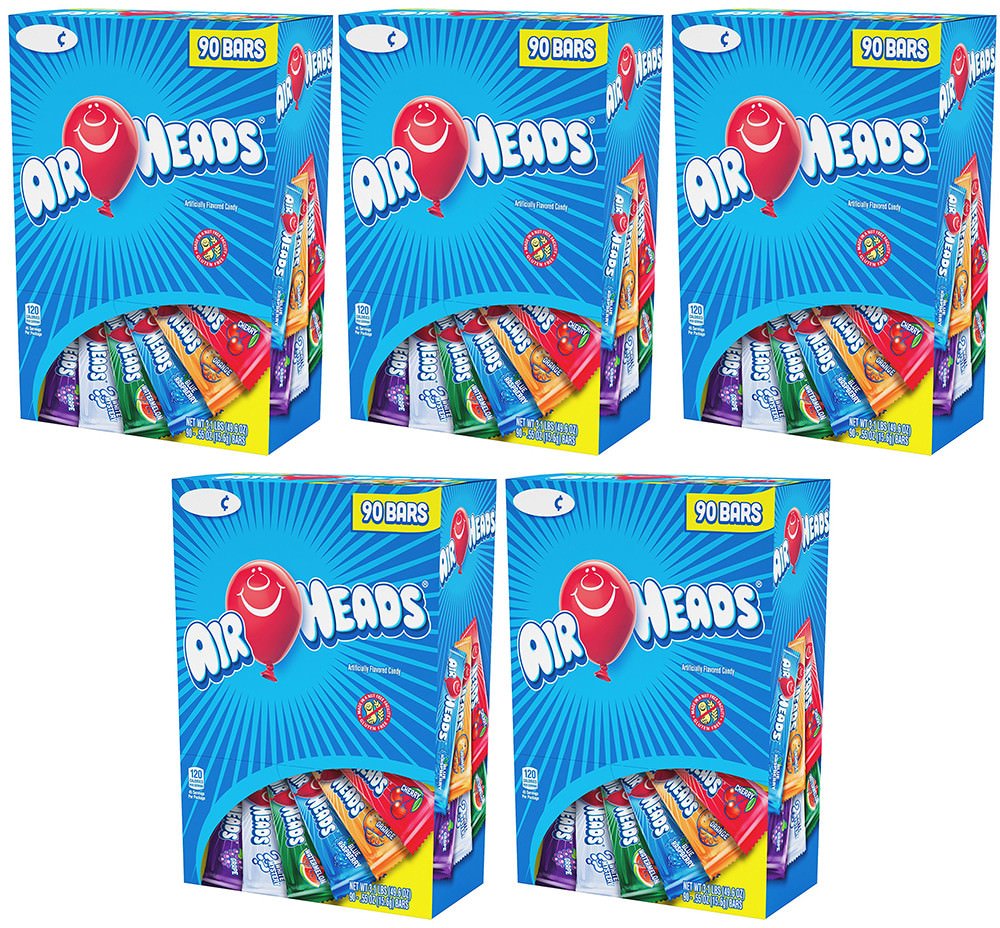 Airheads Chewy Fruit Candy Variety Pack - 90 Bars for Snacks & Parties