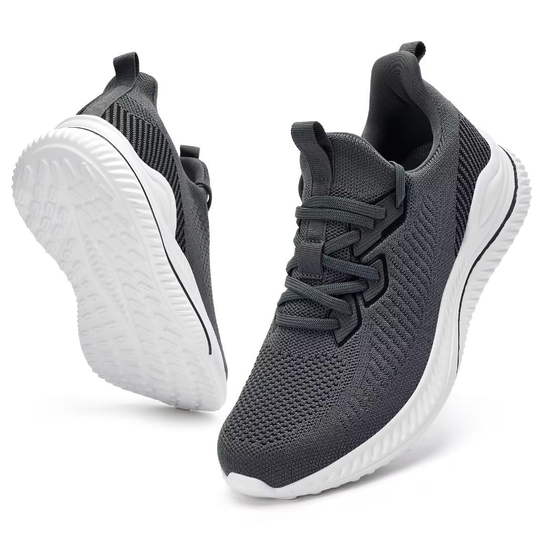 Men's Slip-On Wide Walking Shoes with Memory Foam - Lightweight Breathable Running Tennis Sneakers for Casual Wear, Travel & Outdoor Activities
