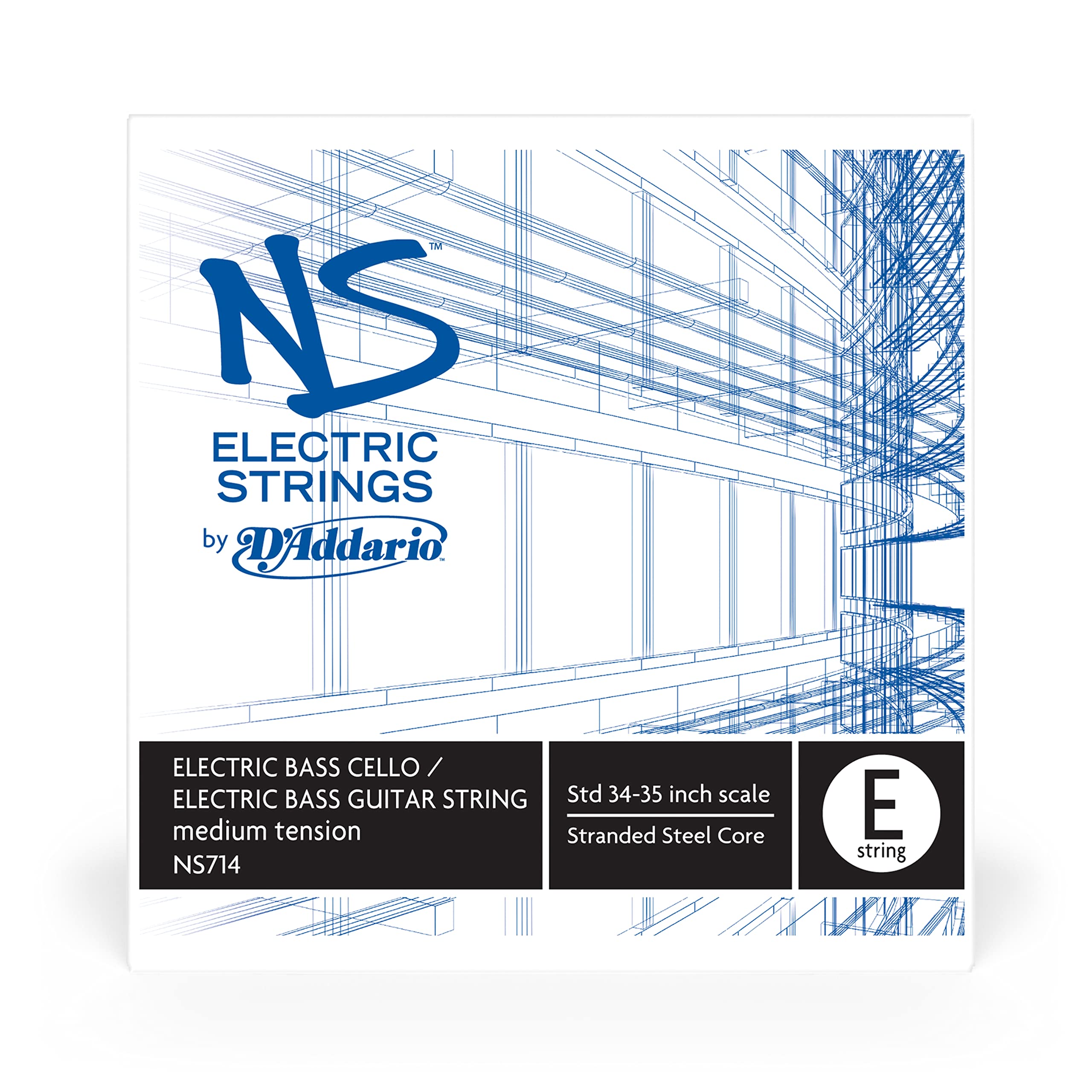 D'Addario NS Electric Bass & Cello E String - Single 4/4 Scale Medium Tension String for Professional Musicians | Perfect for Jazz, Classical & Studio Performances